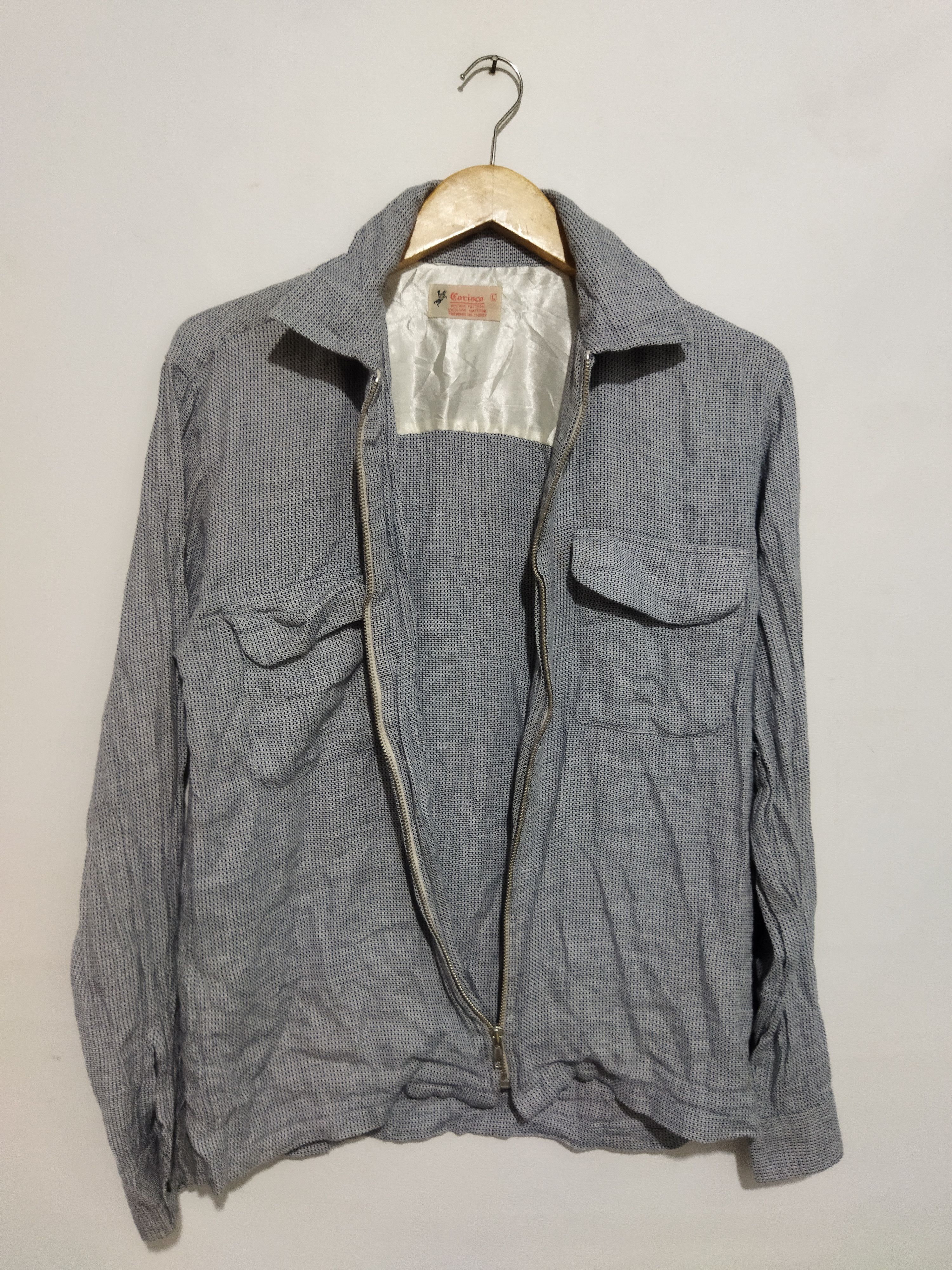 Japanese Brand Corisco Full-Zip Work Shirt–Houndstooth Grey Size US L / EU 52-54 / 3 - 6 Thumbnail