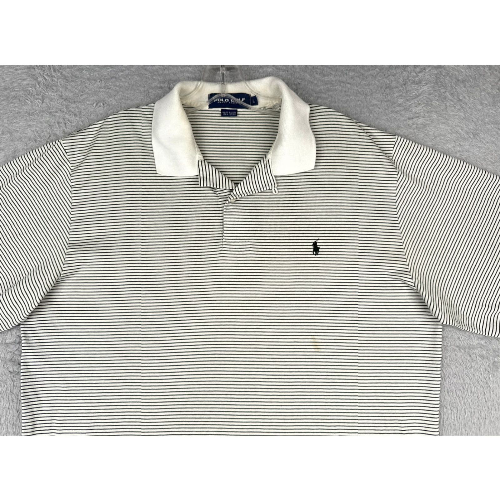Ralph Lauren VINTAGE Ralph Lauren Polo Shirt Men Large White Stripe 100% Cotton Slim Fit Mens Large White Stripe Polo Shirt 100% Cotton Ralph Lauren 70s 80s Golf Size US L / EU 52-54 / 3 - 4 Thumbnail