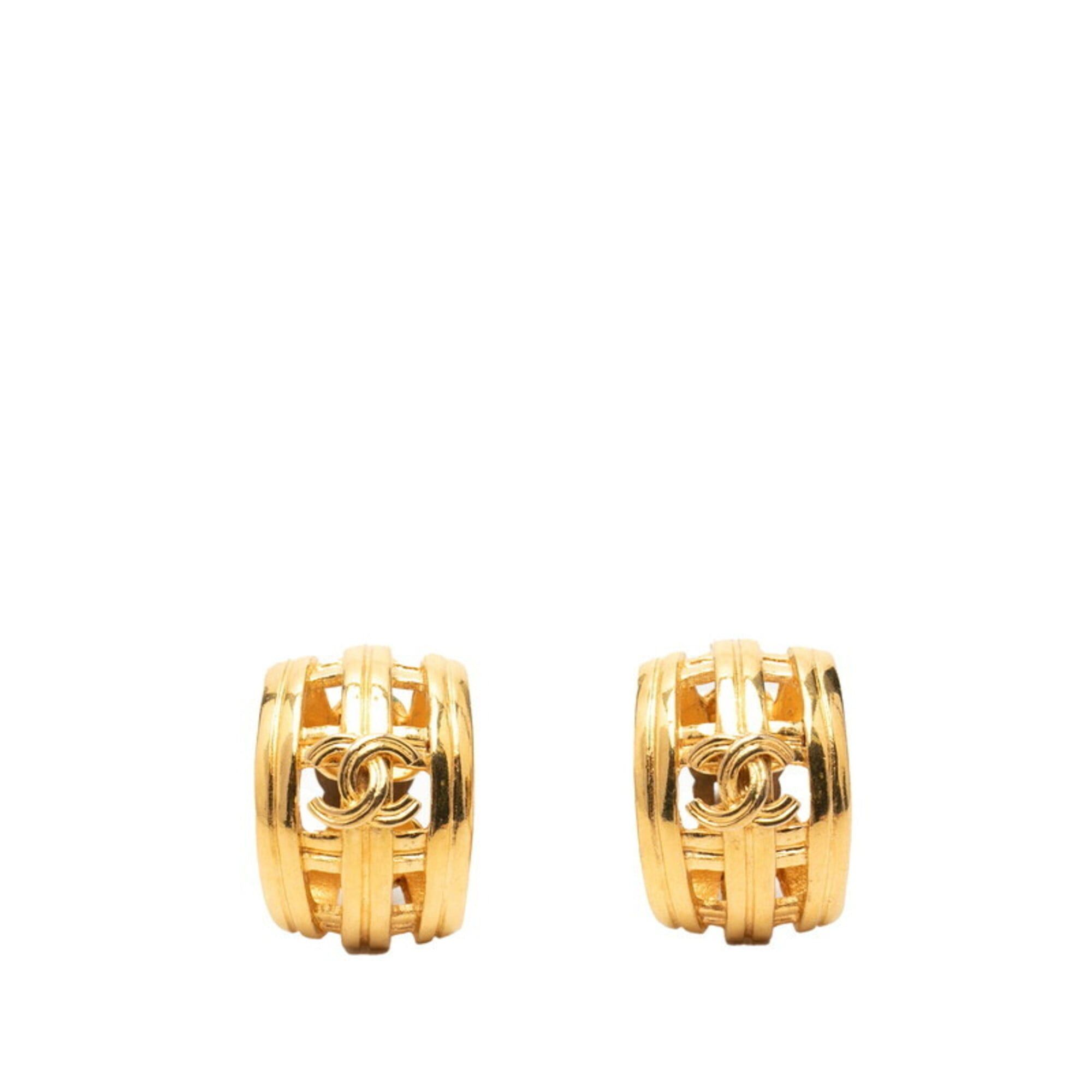 Chanel Chanel Coco Mark Earrings, 96P 96A Engraving, Vintage Gold Plated, Women's, CHANEL Size ONE SIZE - 1 Thumbnail