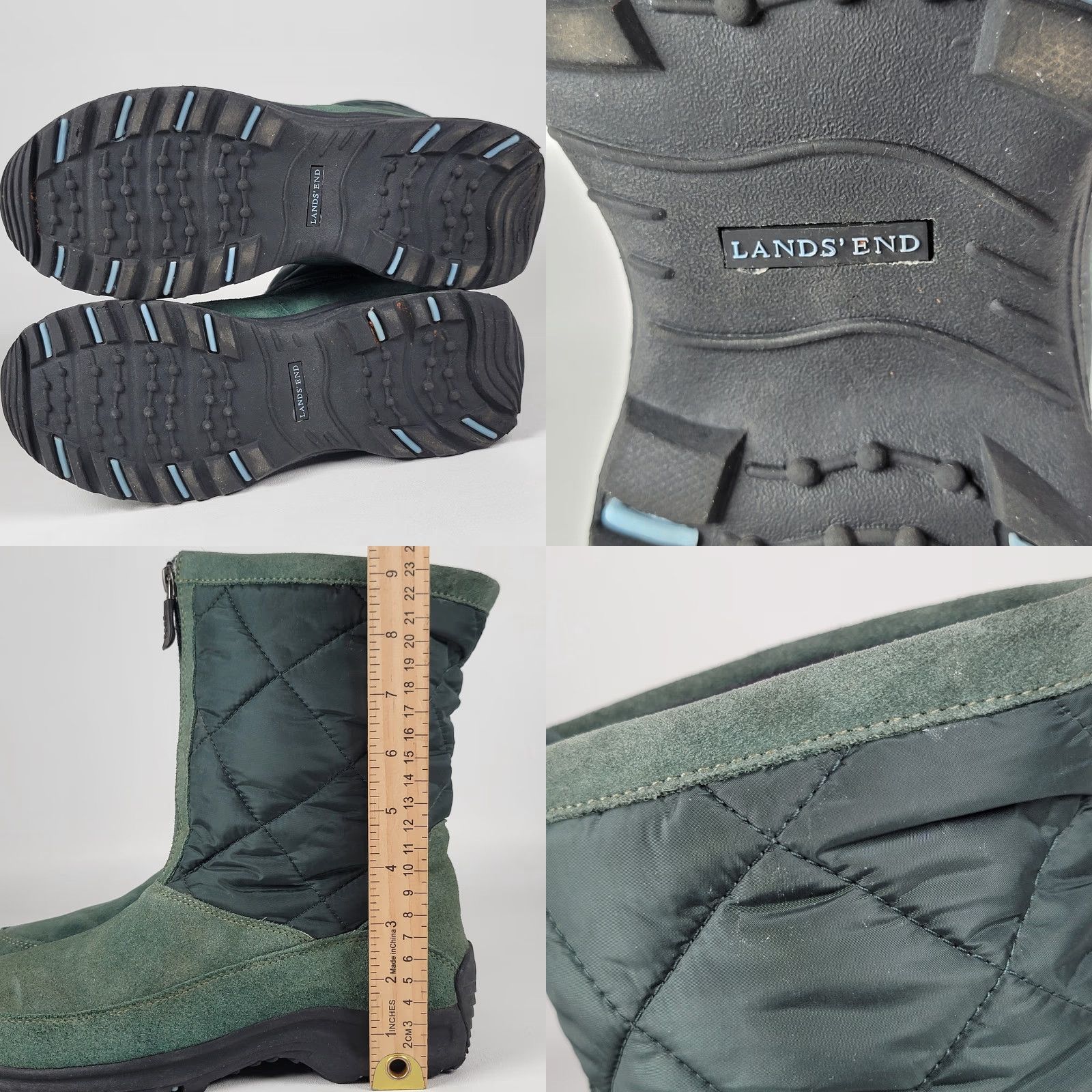 Vintage VINTAGE Lands Ends Women's 8B Snow Boots 176848 Green Suede Quilted Insulated - Casual Winter Boot Women size 8B Size US 8 / IT 38 - 8 Thumbnail