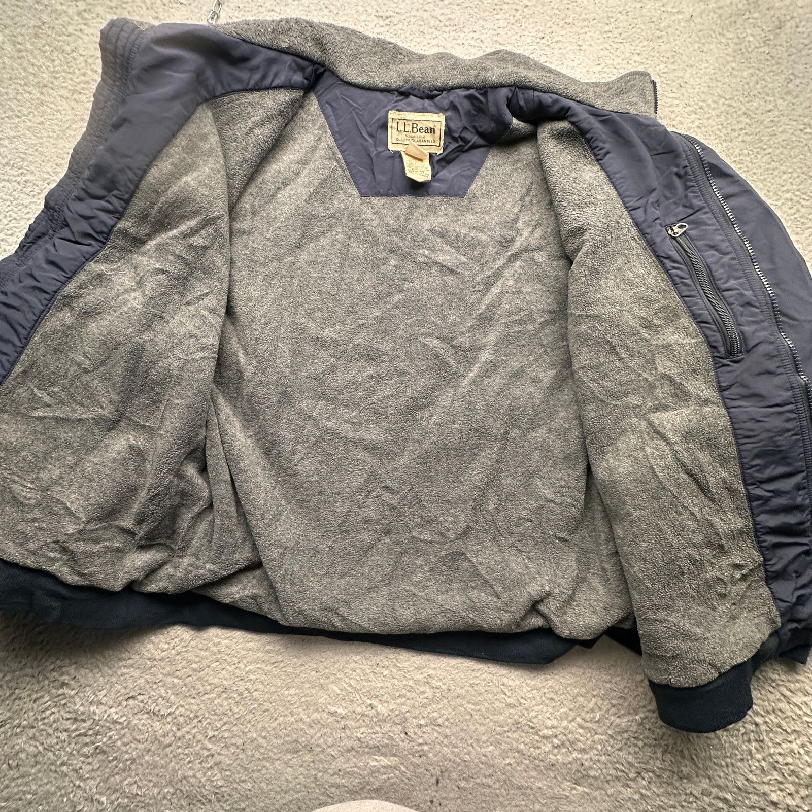 L.L. Bean LL Bean Fleece Lined Insulated Warm Up Jacket Men XL 0 UF49 Size US XL / EU 56 / 4 - 8 Thumbnail