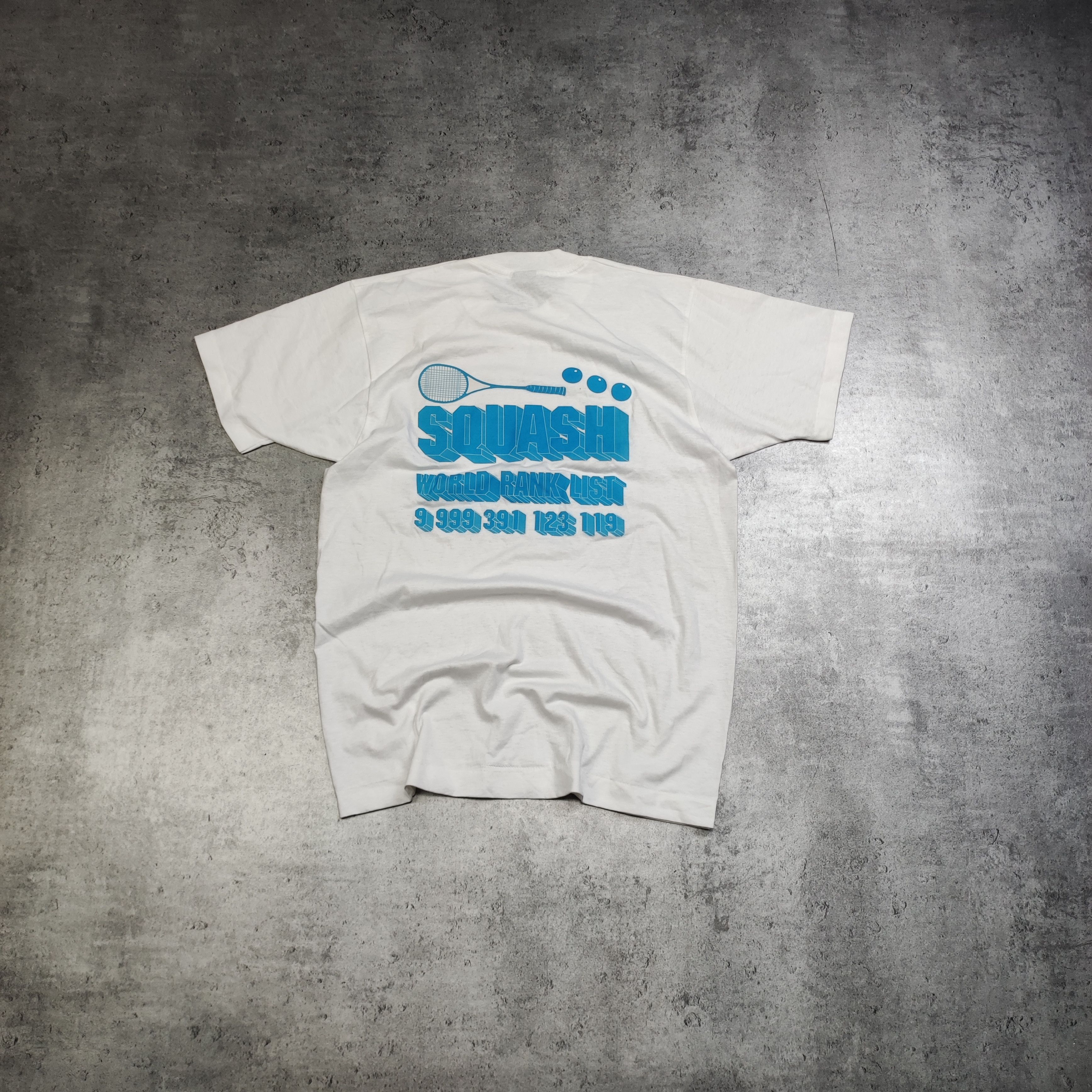 Vintage RARE Vintage 90s Squash World List Back Logo Promo Tee Size US L / EU 52-54 / 3 - 1 Thumbnail