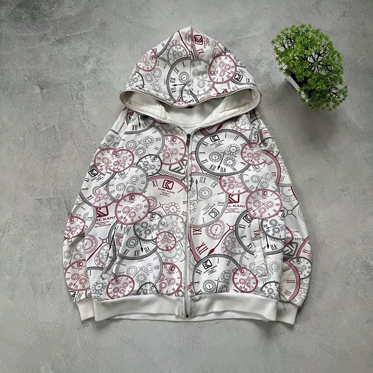Japanese Brand × Karl Kani Vintage Karl Kani Printed Clock y2k zip hoodie Size US S / EU 44-46 / 1 - 1 Thumbnail