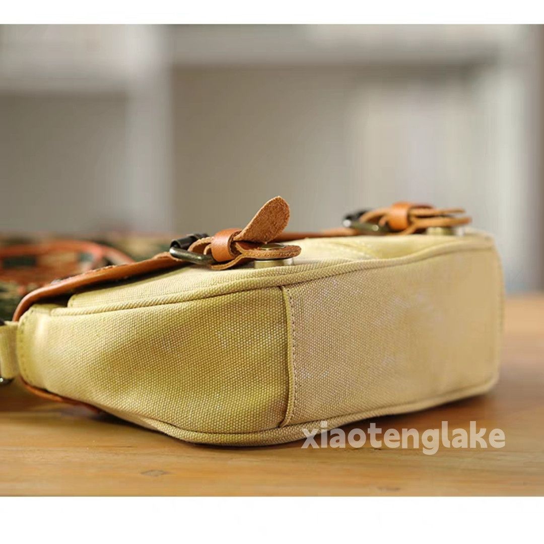 Designer × Leather washed faded unisex utility pattern shoulder bag Size ONE SIZE - 4 Thumbnail