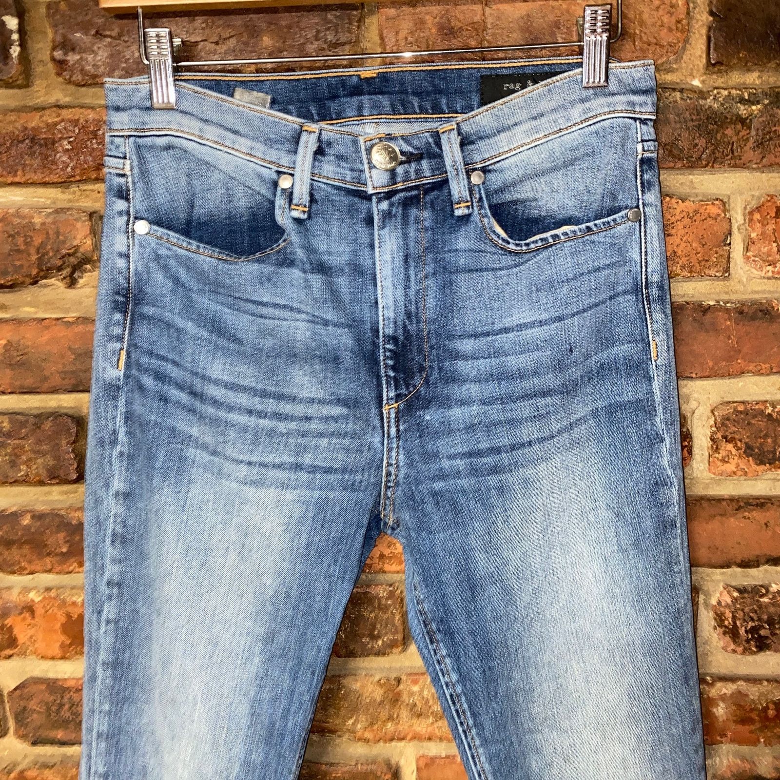 Rag & Bone Rag & Bone Blue Denim Silver Metallic Dip Skinny Jeans 27 Size 27" / US 4 / IT 40 - 3 Thumbnail