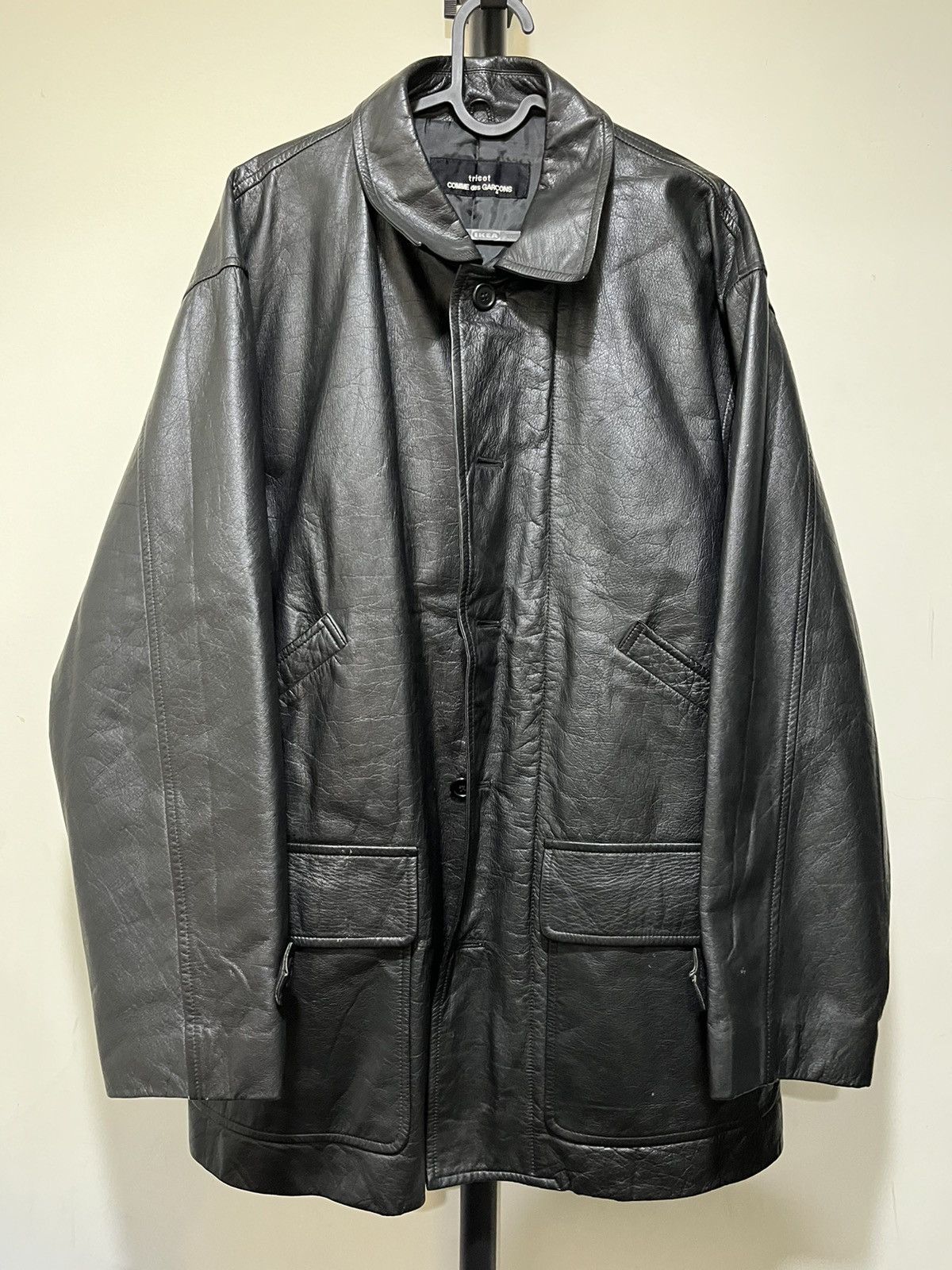 Comme des Garcons × Comme des Garcons Homme × Comme des Garcons Homme Plus COMME des GARCONS Leather Jacket Coat Size US XL / EU 56 / 4 - 1 Thumbnail