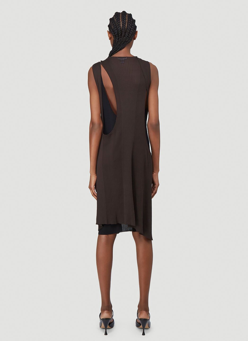 Bottega Veneta Deconstructed Layered Bi-Color Sheer Silk Ribbed Knit Dress Size XS / US 0-2 / IT 36-38 - 7 Thumbnail