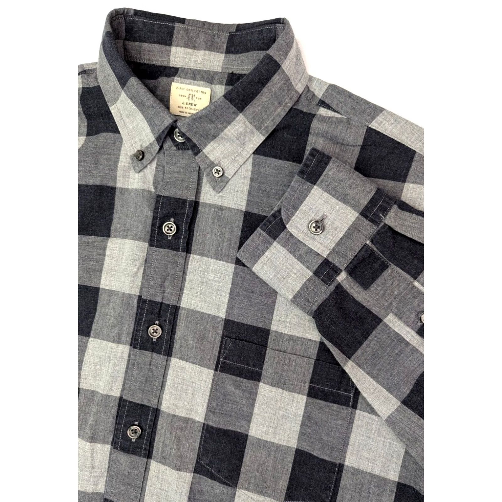 J.Crew J.CREW Button-Up Shirt Men M Gray Window Pane Check 2-Ply Cotton EUC Long Sleeve Collared Shirt Size US M / EU 48-50 / 2 - 2 Thumbnail
