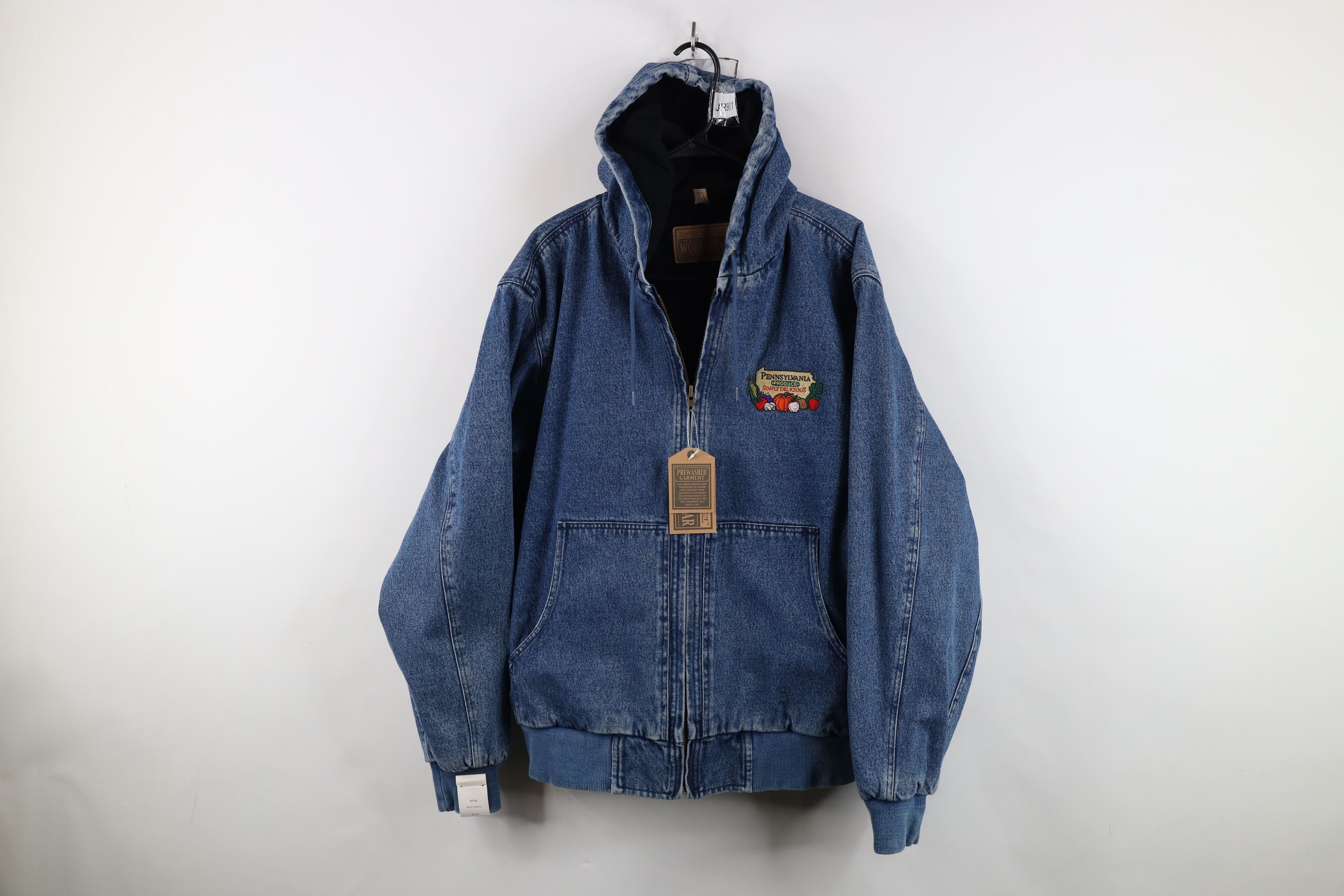 Vintage Deadstock Vintage 90s Produce Hooded Denim Jacket Blue Size US L / EU 52-54 / 3 - 1 Thumbnail