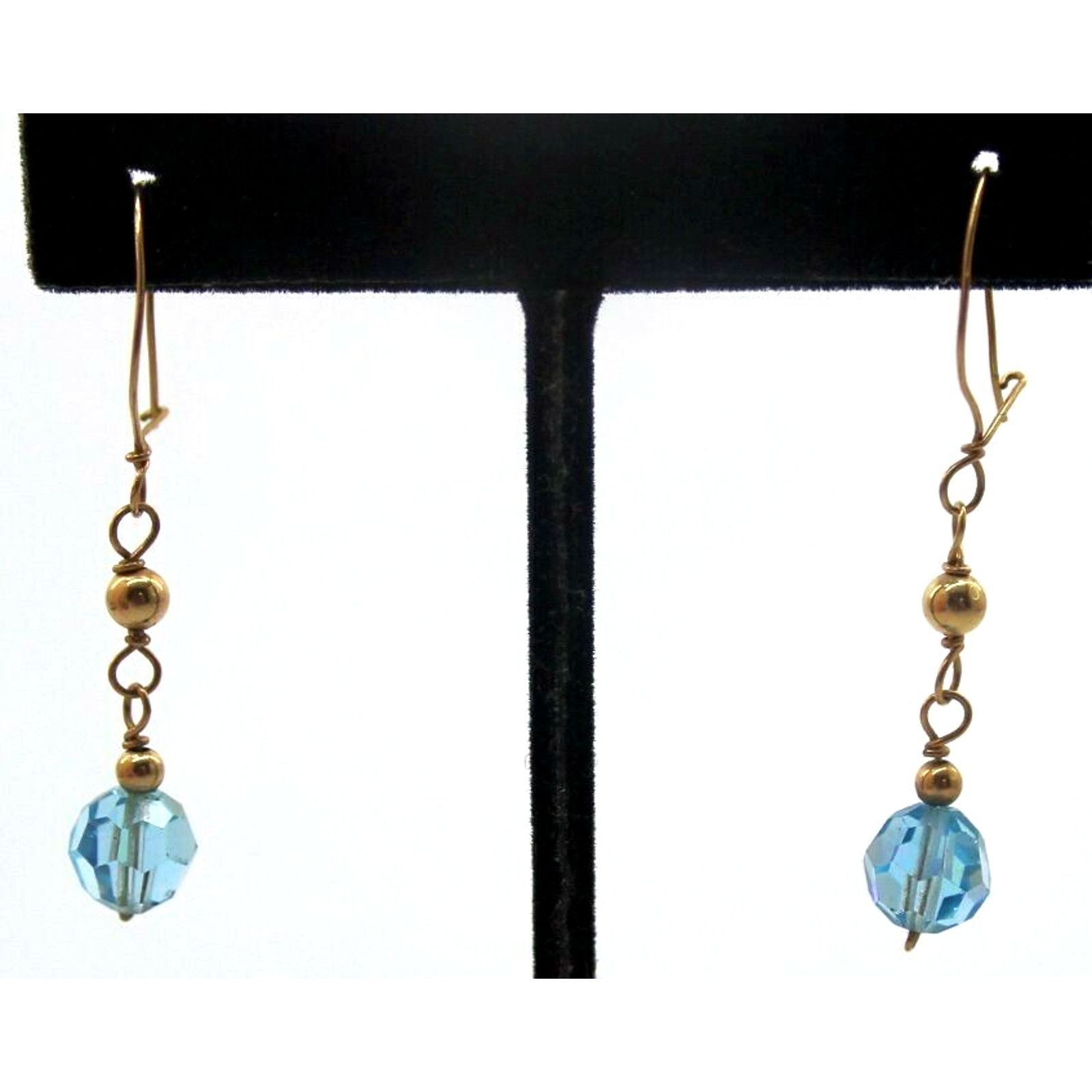 Other Sky Blue Balls Dangle Drop •Aurora Borealis Crystal Earrings Size ONE SIZE - 1 Thumbnail