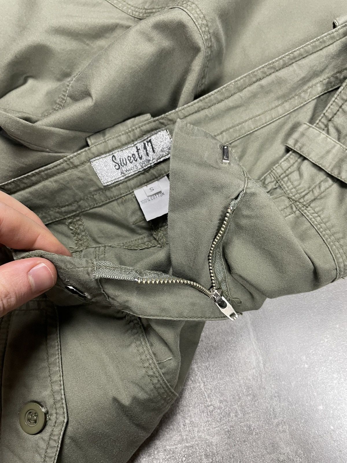 Japanese Brand × Vintage Y2K Avant Garde Parachute Stylish Khaki Pants Size 27" / US 4 / IT 40 - 7 Thumbnail