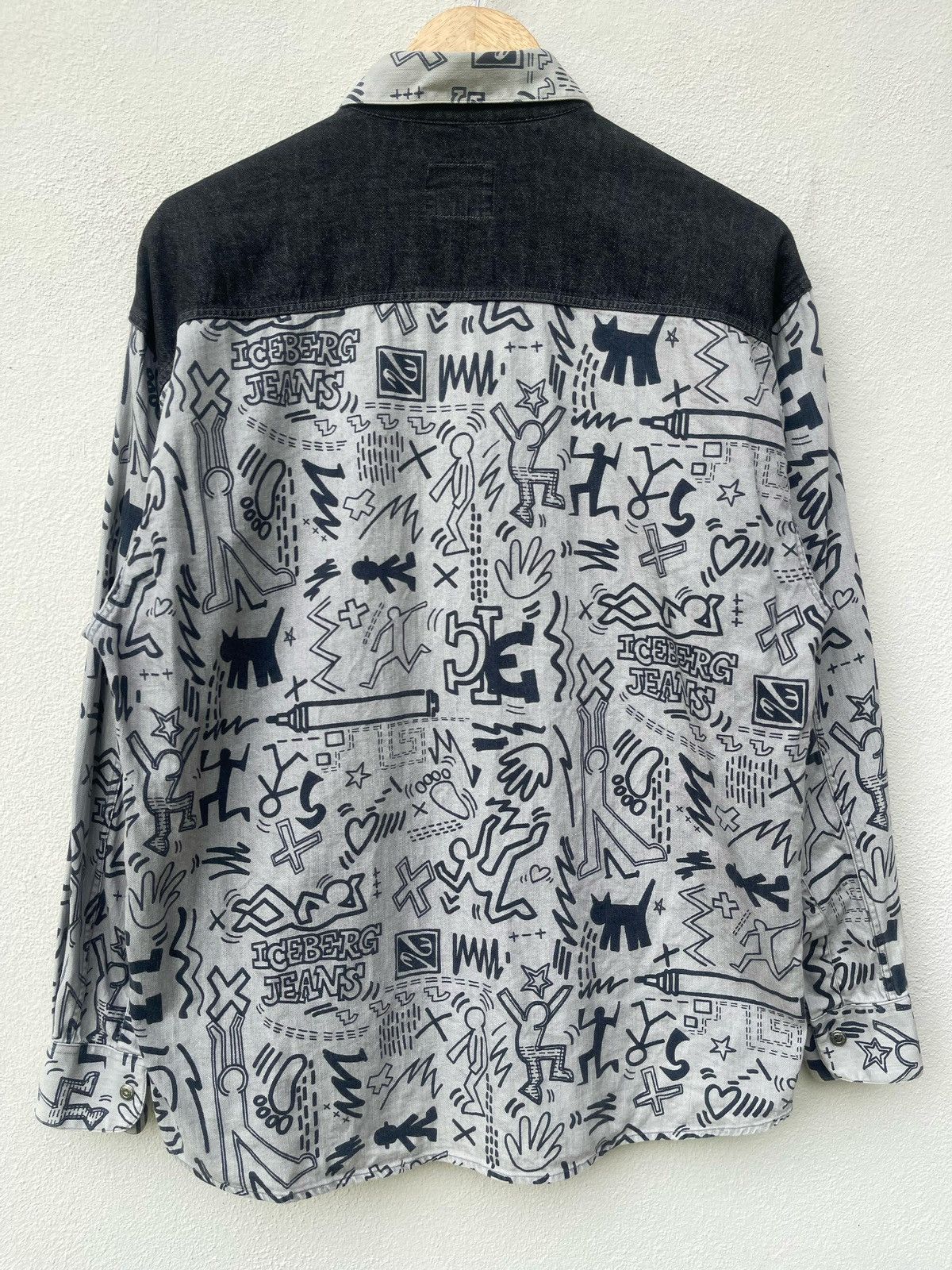 Iceberg × Keith Haring × Vintage 90s Iceberg Keith Haring Fullprint Button Shirt Size US M / EU 48-50 / 2 - 14 Thumbnail