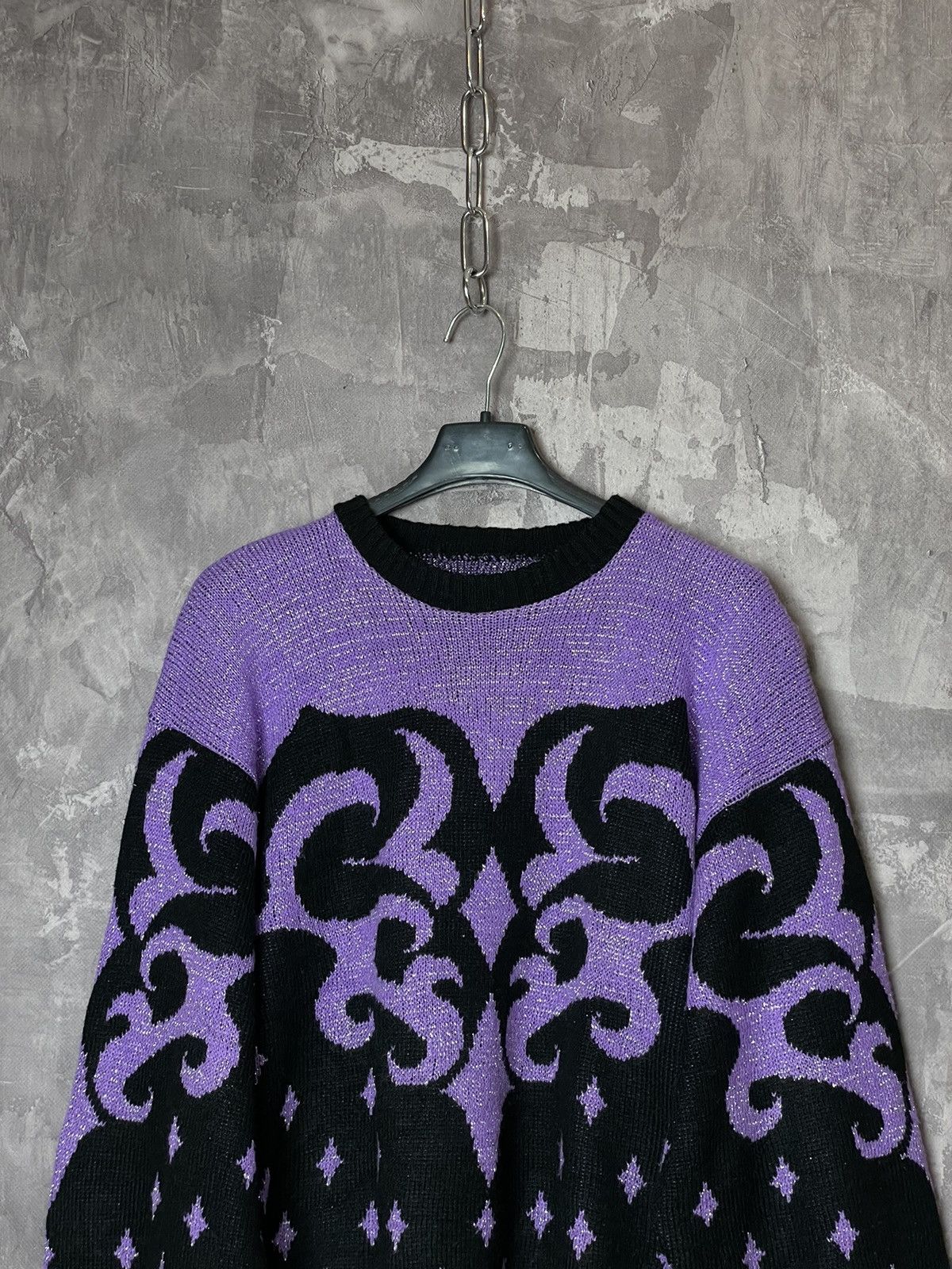 Affliction × Vintage Vintage Y2K Japanese style striped sweater streetwear Size L / US 10 / IT 46 - 2 Thumbnail