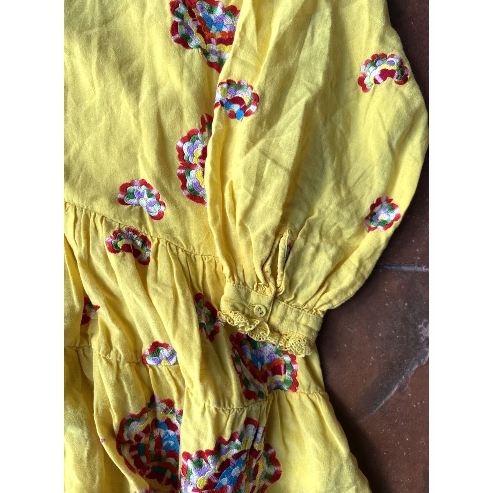 Vintage ALL THINGS MOCHI VALENTINA DRESS BOHO COTTAGECORE PRAIRIE YELLOW Dress XL Women Size XL / US 12-14 / IT 48-50 - 5 Thumbnail