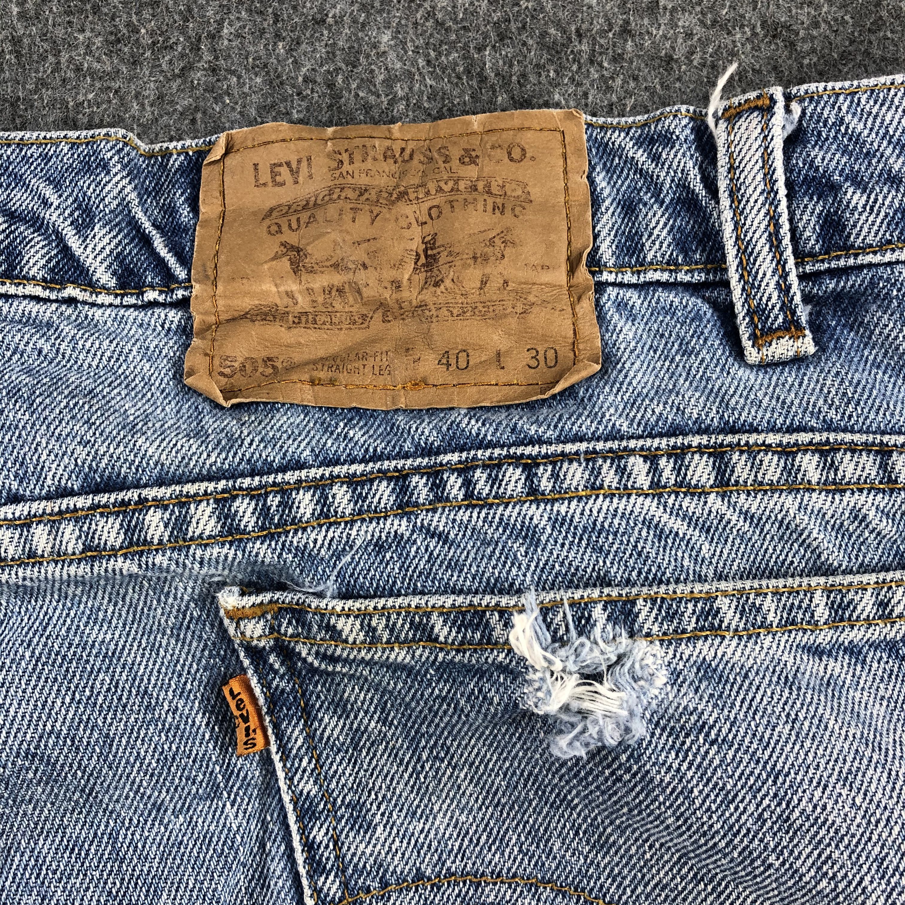 Levi's 90s Vintage Blue Wash Levis 505 Orange Tab Jeans-J1409 Size US 39 - 5 Thumbnail