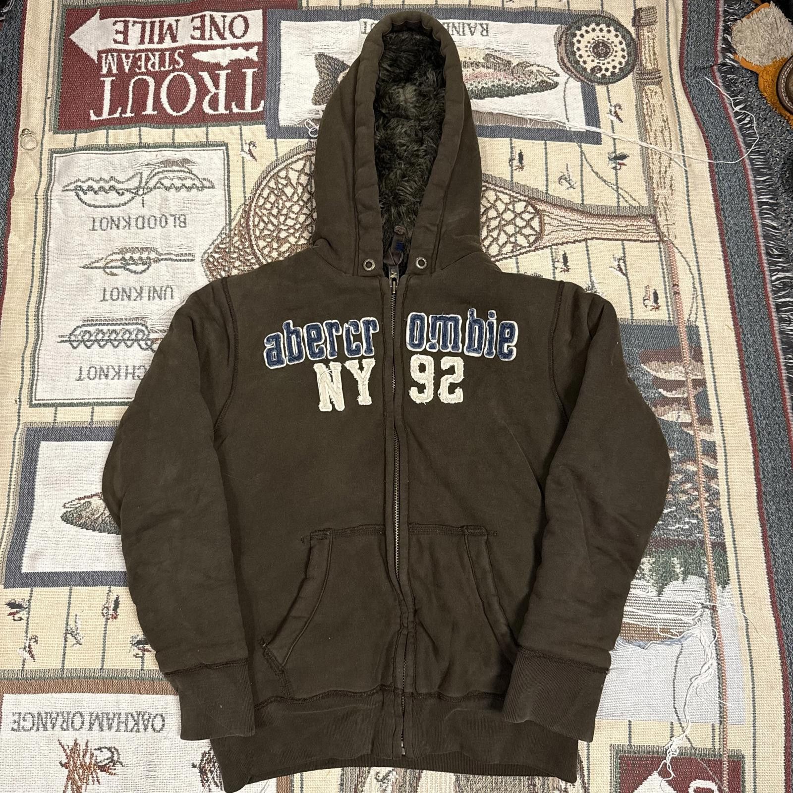Abercrombie & Fitch Y2K Abercrombie Faux Fur Lined Brown Wolf Jaw Jacket Zip-up Size XL / US 12-14 / IT 48-50 - 1 Thumbnail