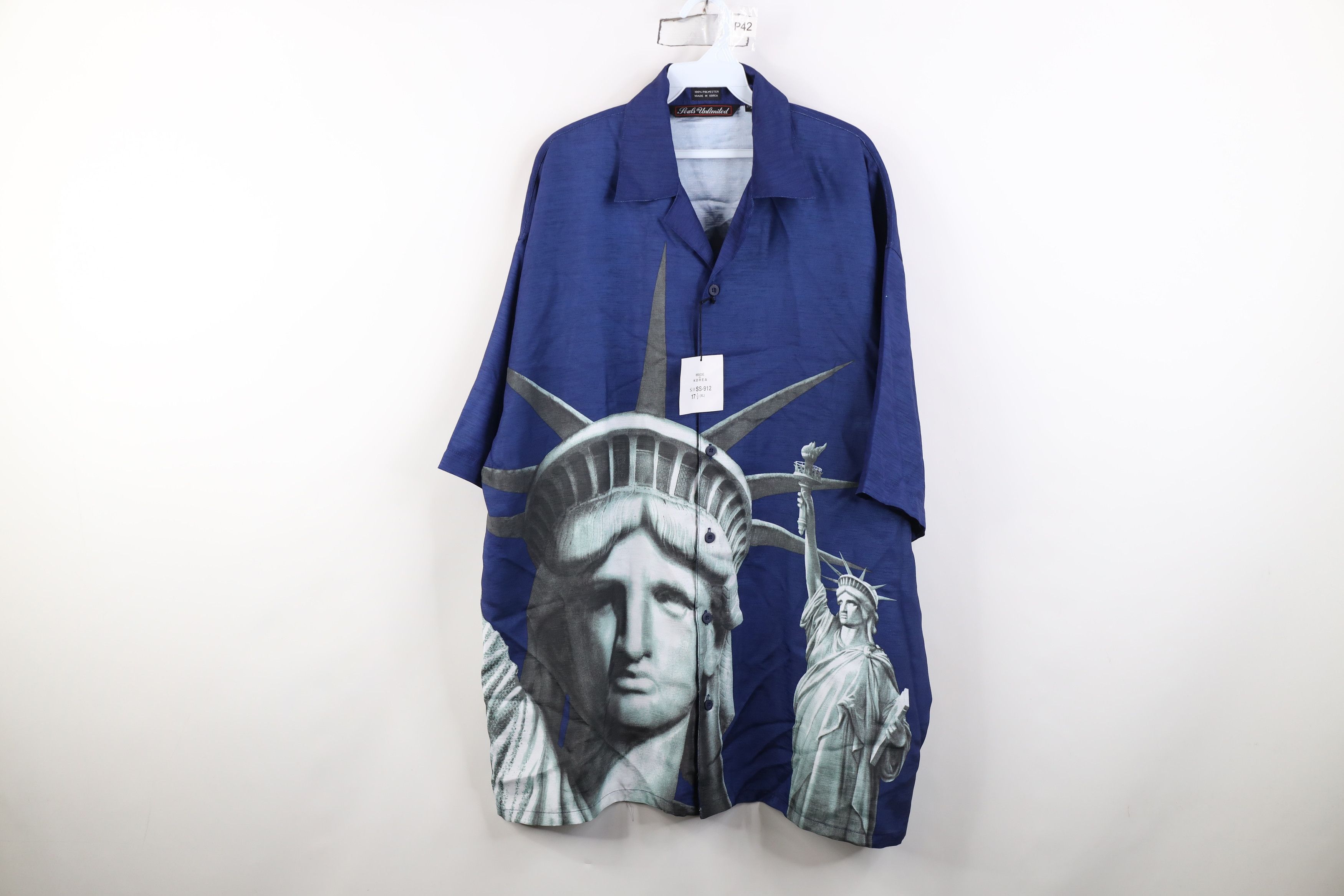 Vintage Deadstock Vintage 90s Y2K Statue of Liberty Button Shirt Size US L / EU 52-54 / 3 - 1 Thumbnail
