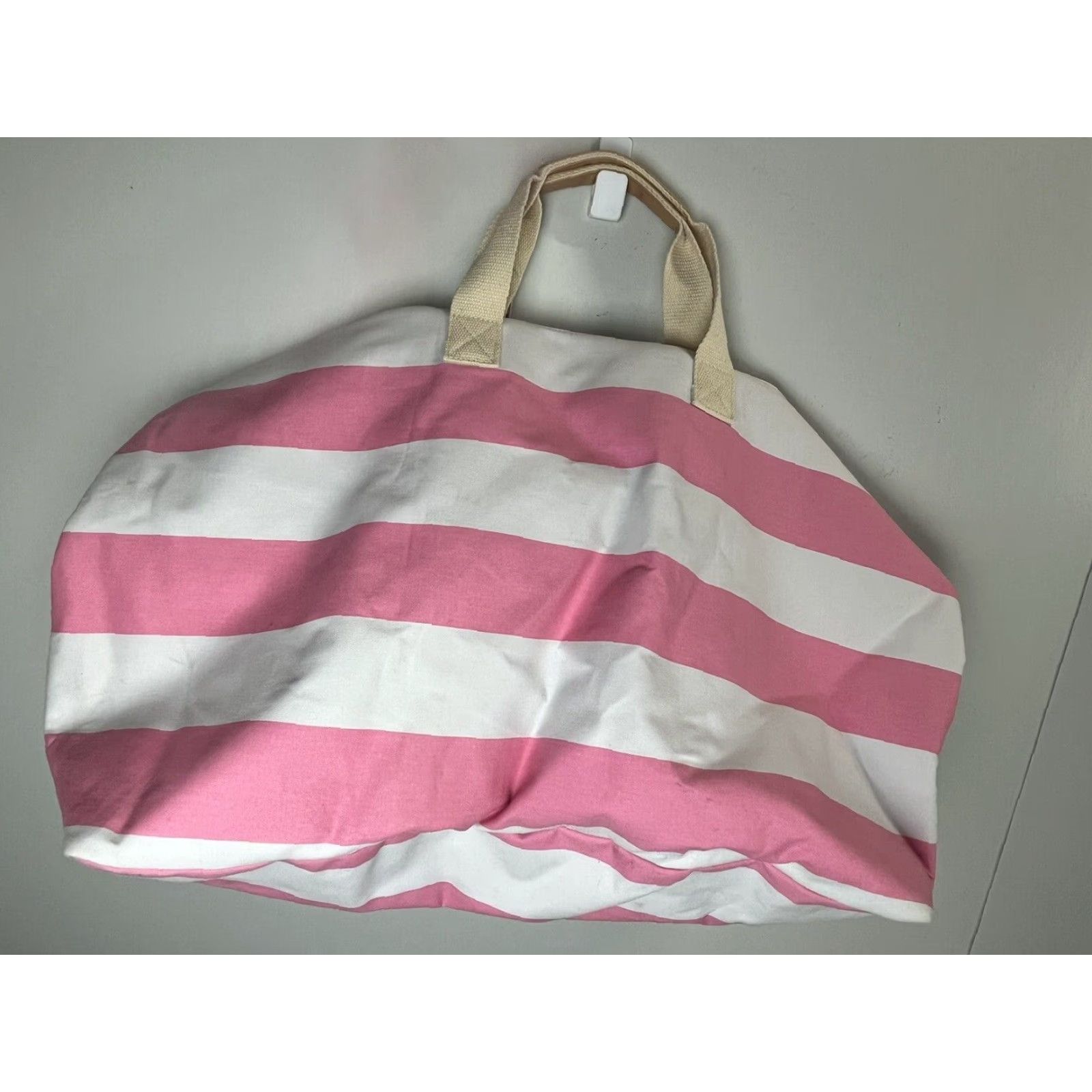 Victoria's Secret VINTAGE Victoria's Secret Large Striped Canvas Weekender Tote Bag NWT Pink White Womens Size ONE SIZE - 2 Thumbnail