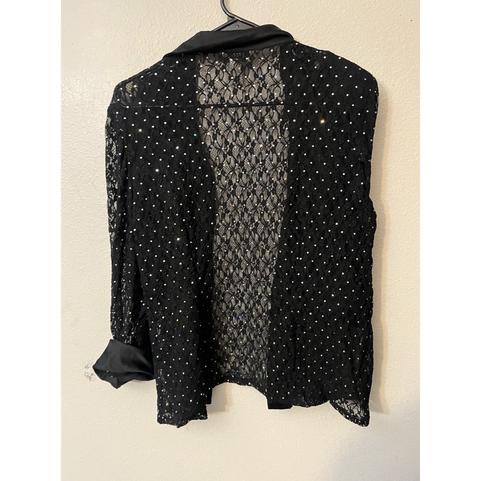 Vintage Metaphor Cardigan Women's Size 10 Open Cowl Neck Black Polka Dot Lightweight Knit Womens Size L / US 10 / IT 46 - 2 Thumbnail