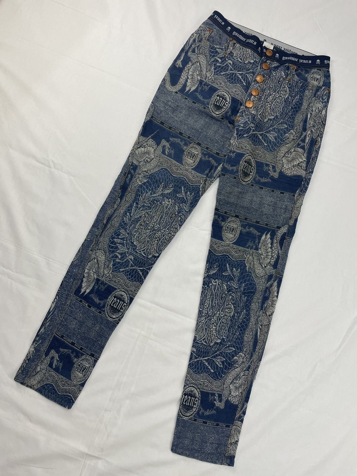 Jean Paul Gaultier AW1994 Jean Paul Gaultier Dragon Slayer Tribal Jeans Vintage Size 30" / US 8 / IT 44 - 3 Thumbnail