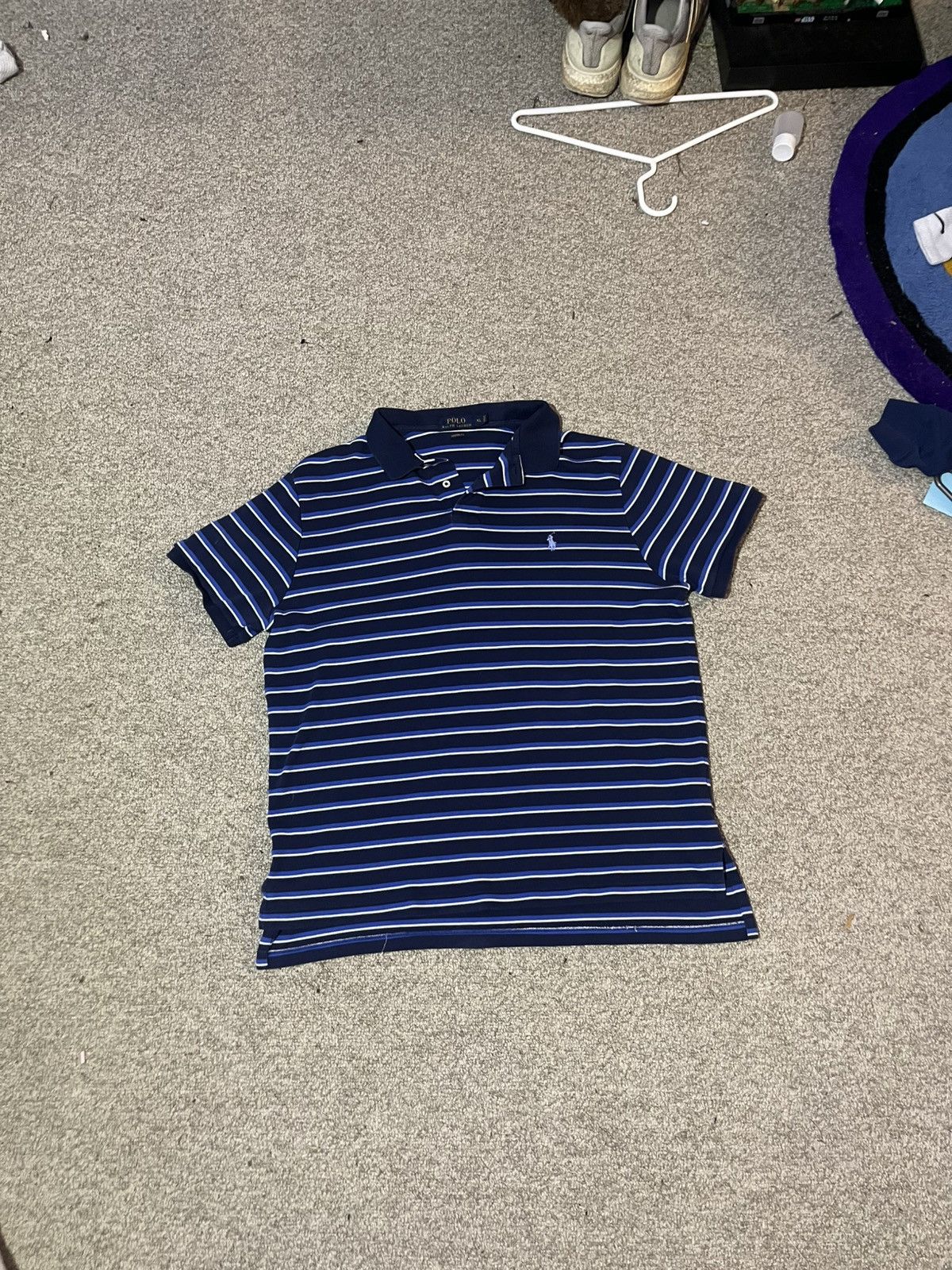 Designer × Polo Ralph Lauren Polo Ralph Lauren XL Navy Blue Shirt with Blue Stripes Size US XL / EU 56 / 4 - 1 Thumbnail
