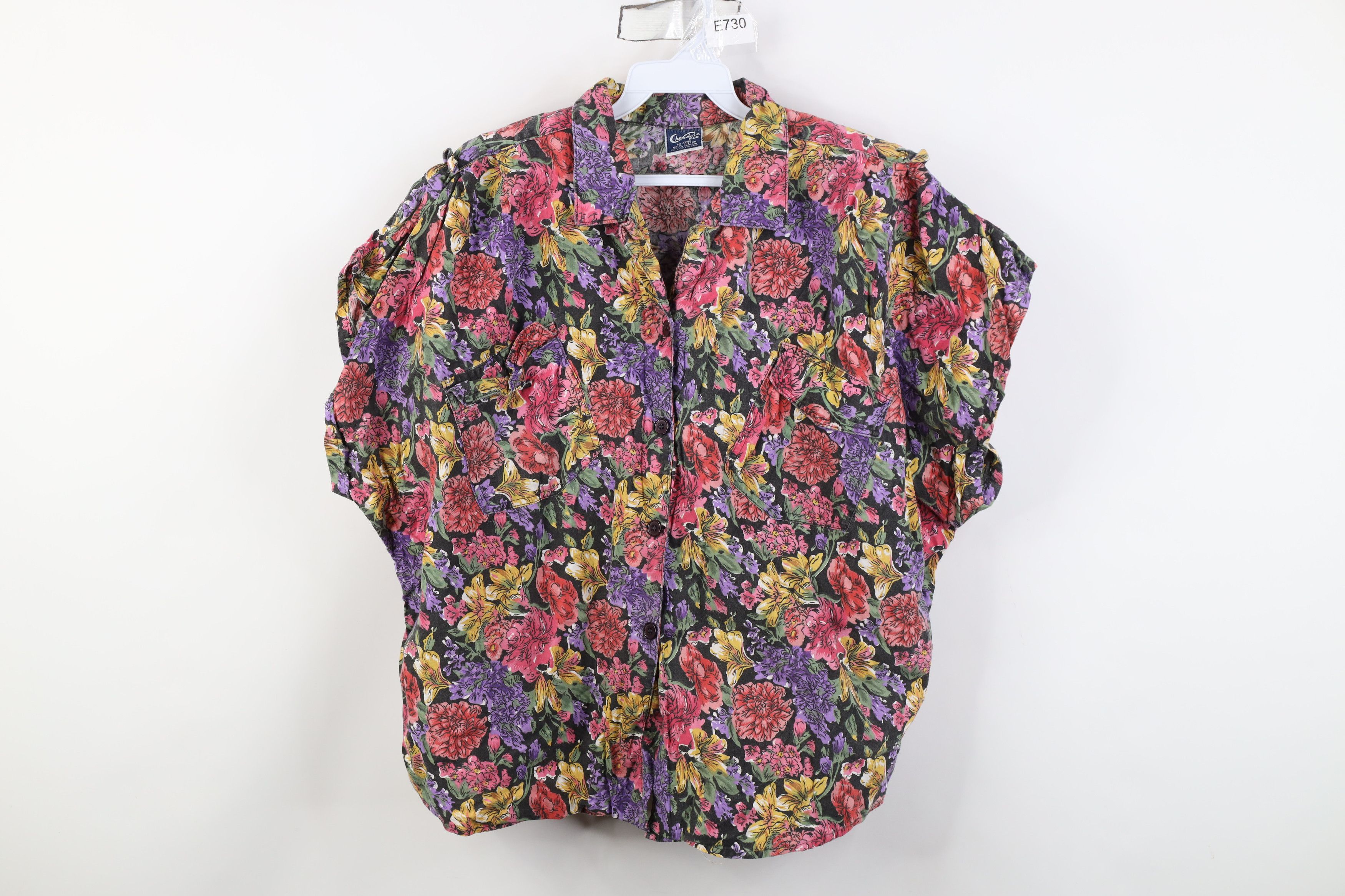 Vintage Vintage 80s 90s Streetwear Flower Dolman Sleeve Button Shirt Size S / US 4 / IT 40 - 1 Thumbnail