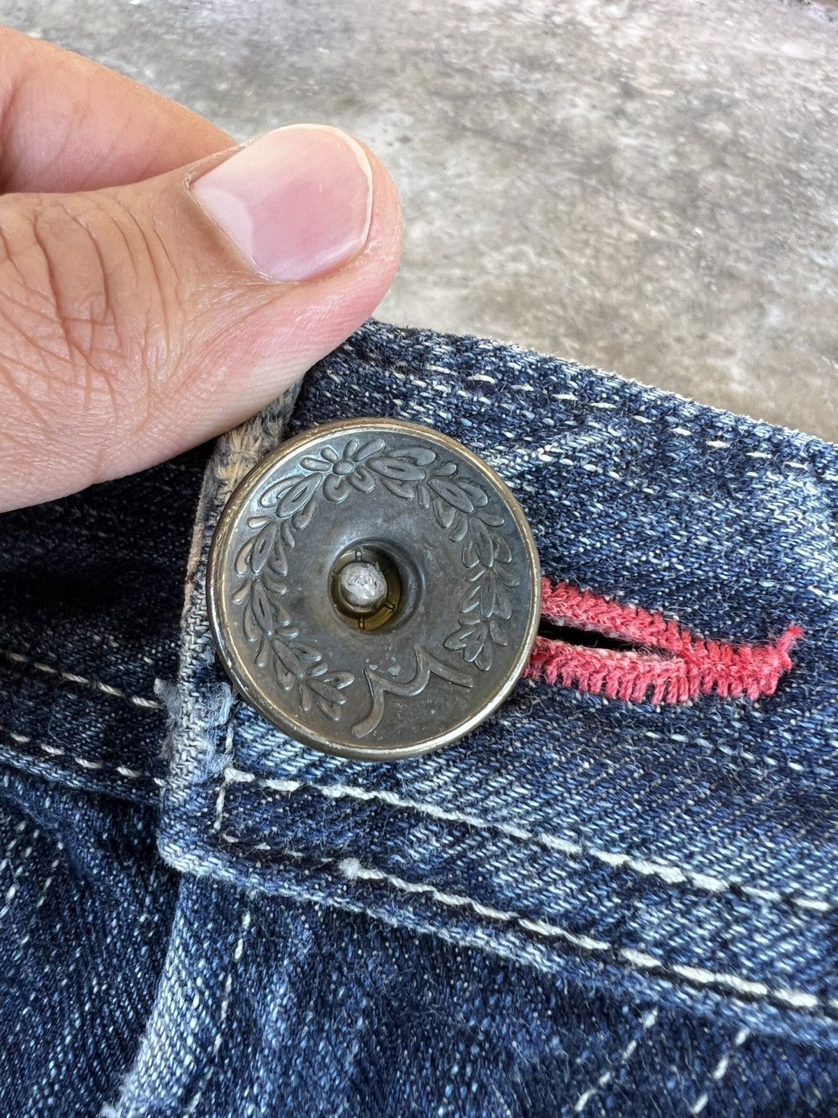 Edwin Vintage Flare Edwin 503 Blue Trip Distress Jean Size US 31 - 14 Thumbnail