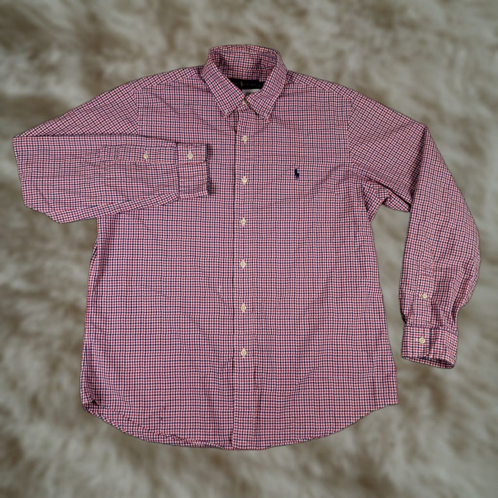 Ralph Lauren Ralph Lauren Casual Button-Up Shirt Mens Large Red Blue Check Long Sleeve Classic Preppy Size US L / EU 52-54 / 3 - 1 Thumbnail