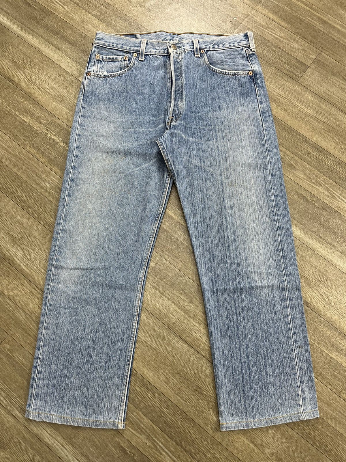 🇺🇸1990s Vintage Levis 501 33x32 Straight Leg Light Blue Jeans