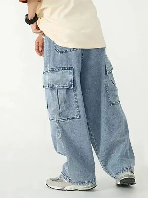 Other Baggy Cargo Jeans Trousers Wide Leg Hip Hop Style y2k Size US 36 / EU 52 - 1 Thumbnail