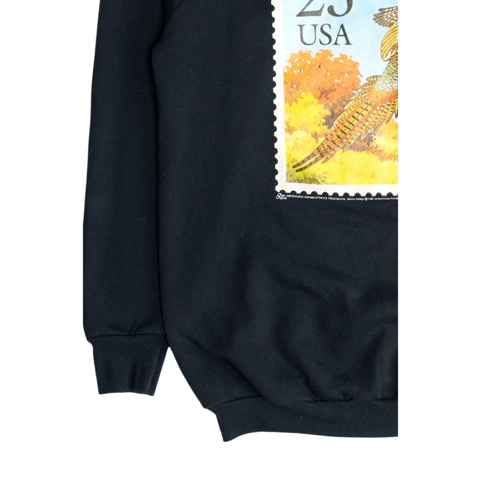 Fruit Of The Loom Vintage Pheasant USA Postage Stamp Sweatshirt 1990s XS-XL Black Cotton / Polyester Fruit of the Loom Mens Ladies Womens Boys Girls Size US XL / EU 56 / 4 - 7 Thumbnail