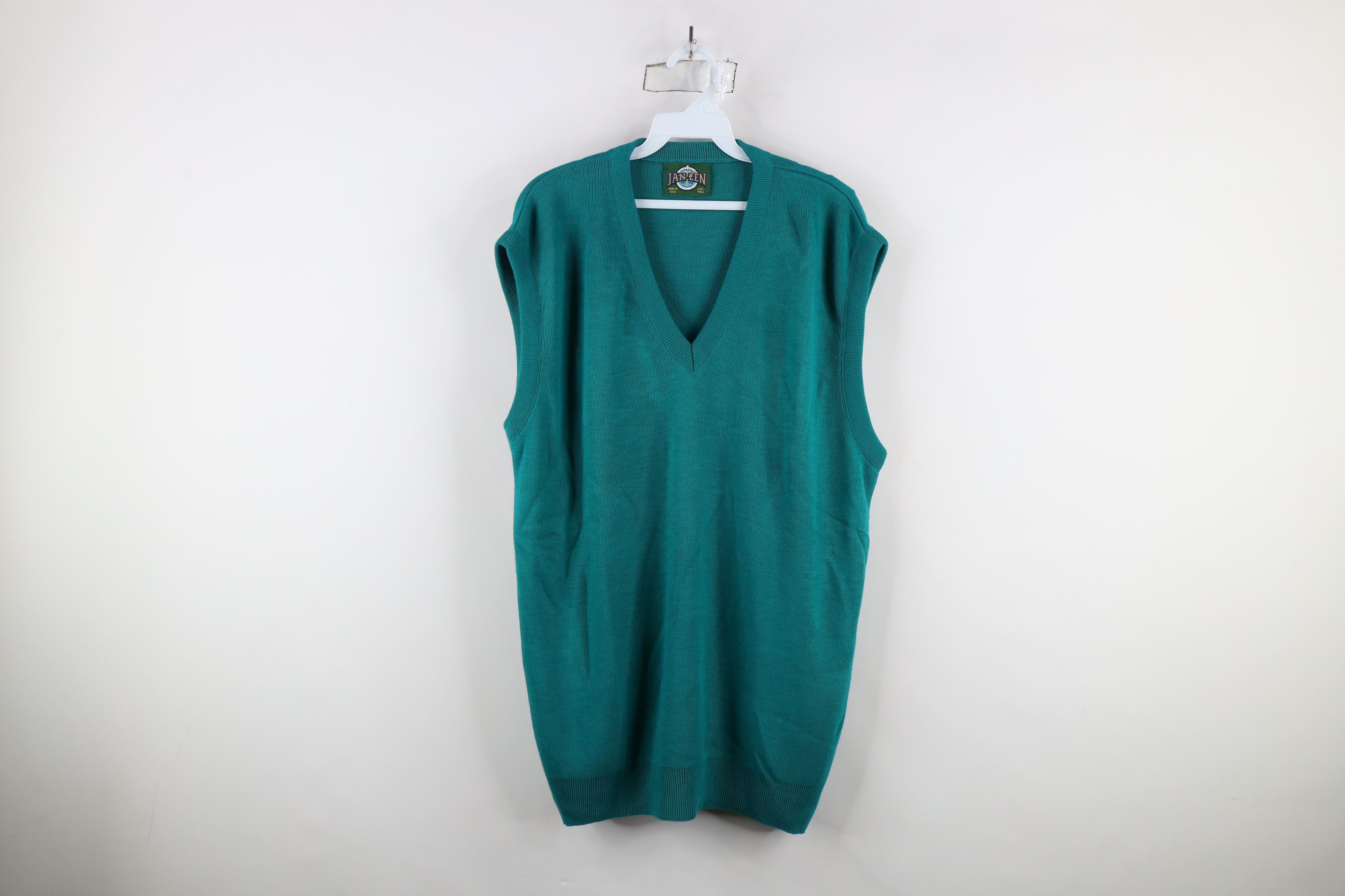 Vintage Vintage 90s Streetwear Knit V-Neck Sweater Vest Teal USA Size US XXL / EU 58 / 5 - 1 Thumbnail