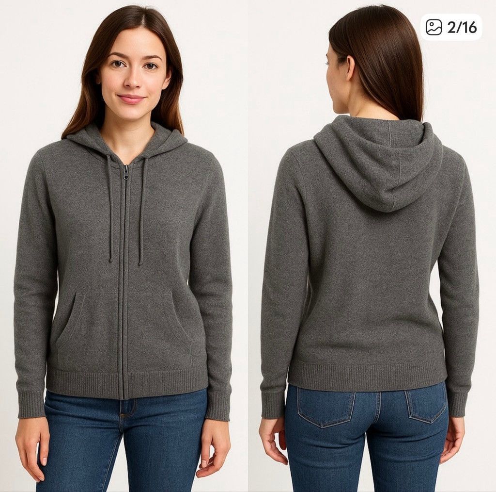 Vince Women's Vince. Gray Cashmere Full-Zip Hoodie S Size S / US 4 / IT 40 - 2 Thumbnail