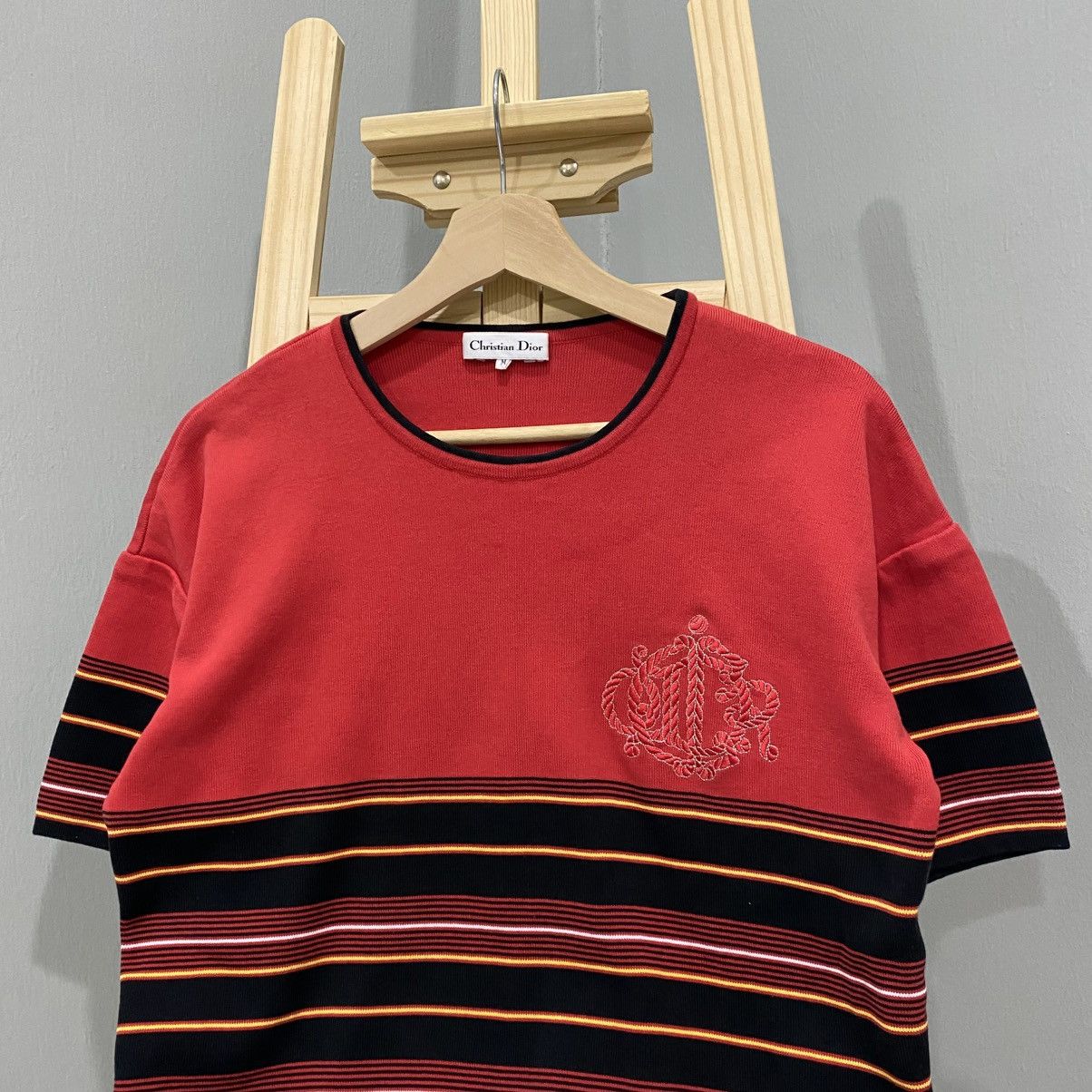 Christian Dior Monsieur Rare Vintage Christian Dior Embroidered Logo Knit Crop Top Size M / US 6-8 / IT 42-44 - 3 Thumbnail