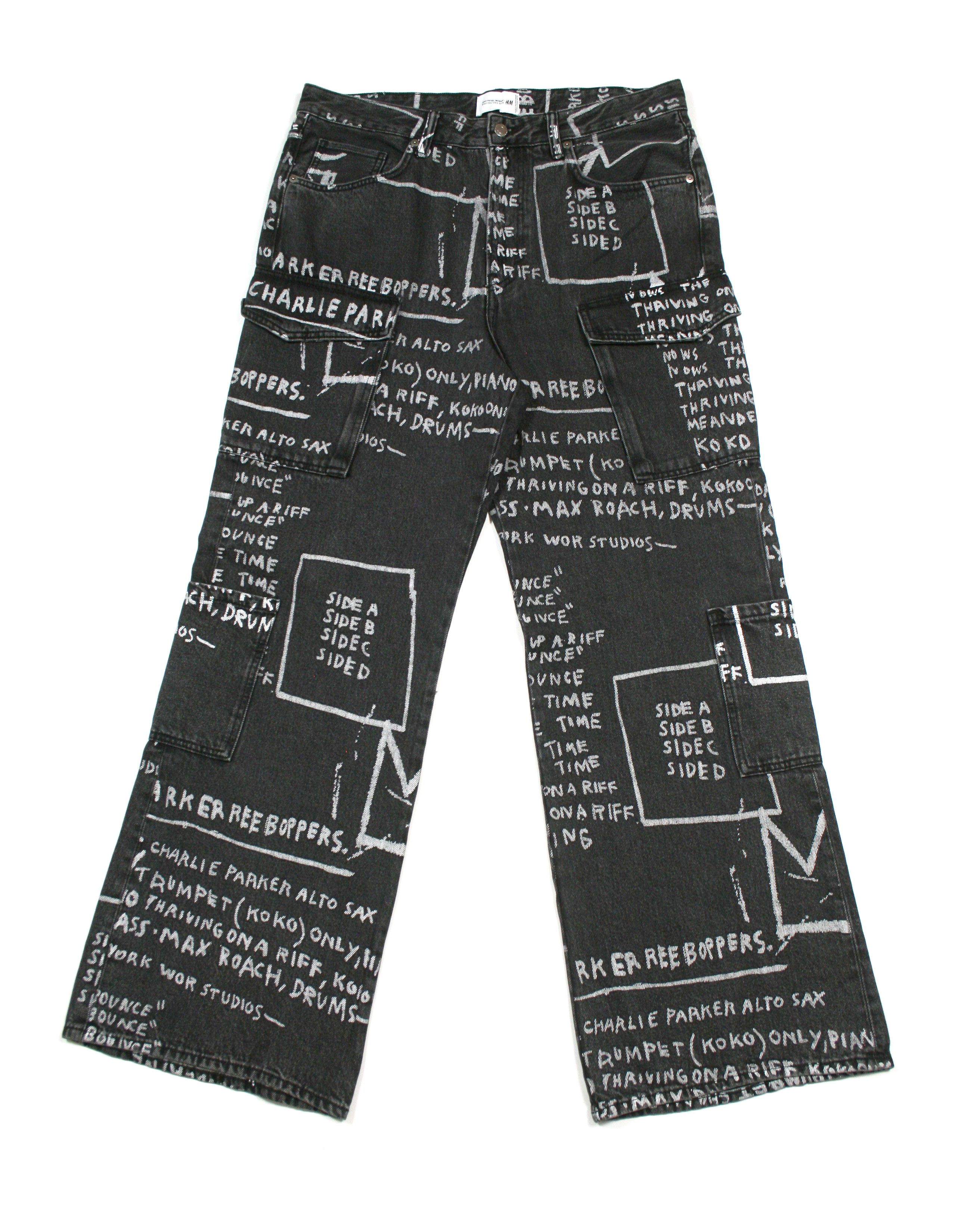 H&M × Jean-Michel Basquiat × Who Decides War Printed All Over Baggy Cargo Jeans Size US 36 / EU 52 - 1 Thumbnail