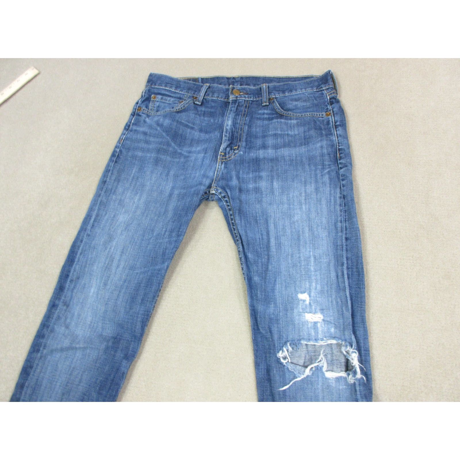 Levi's Levis Jeans Mens 32x32 Blue 513 Slim Straight Denim Dark Wash Logo Pockets Cotton Regular 32 Inseam Jeans Mens Size US 32 / EU 48 - 2 Thumbnail