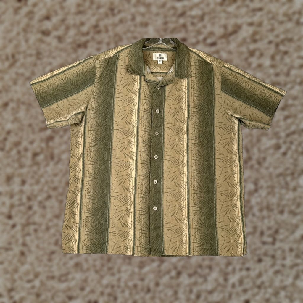 Vintage Solitude Button-Up Shirt Adult Large Green Stripe Leaf Hawaiian Size US L / EU 52-54 / 3 - 1 Thumbnail