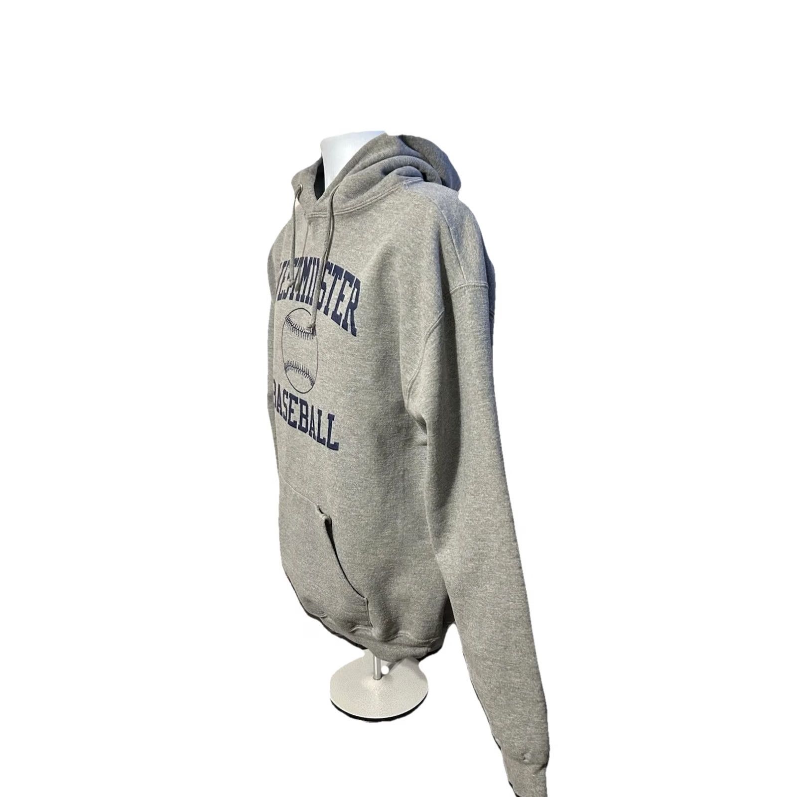 Jerzees VTG Westminster College Baseball Hoodie Men Large Gray Jerzees Super Sweats Pullover Hooded Logo Graphic Print Tas Navy? Size US L / EU 52-54 / 3 - 6 Thumbnail