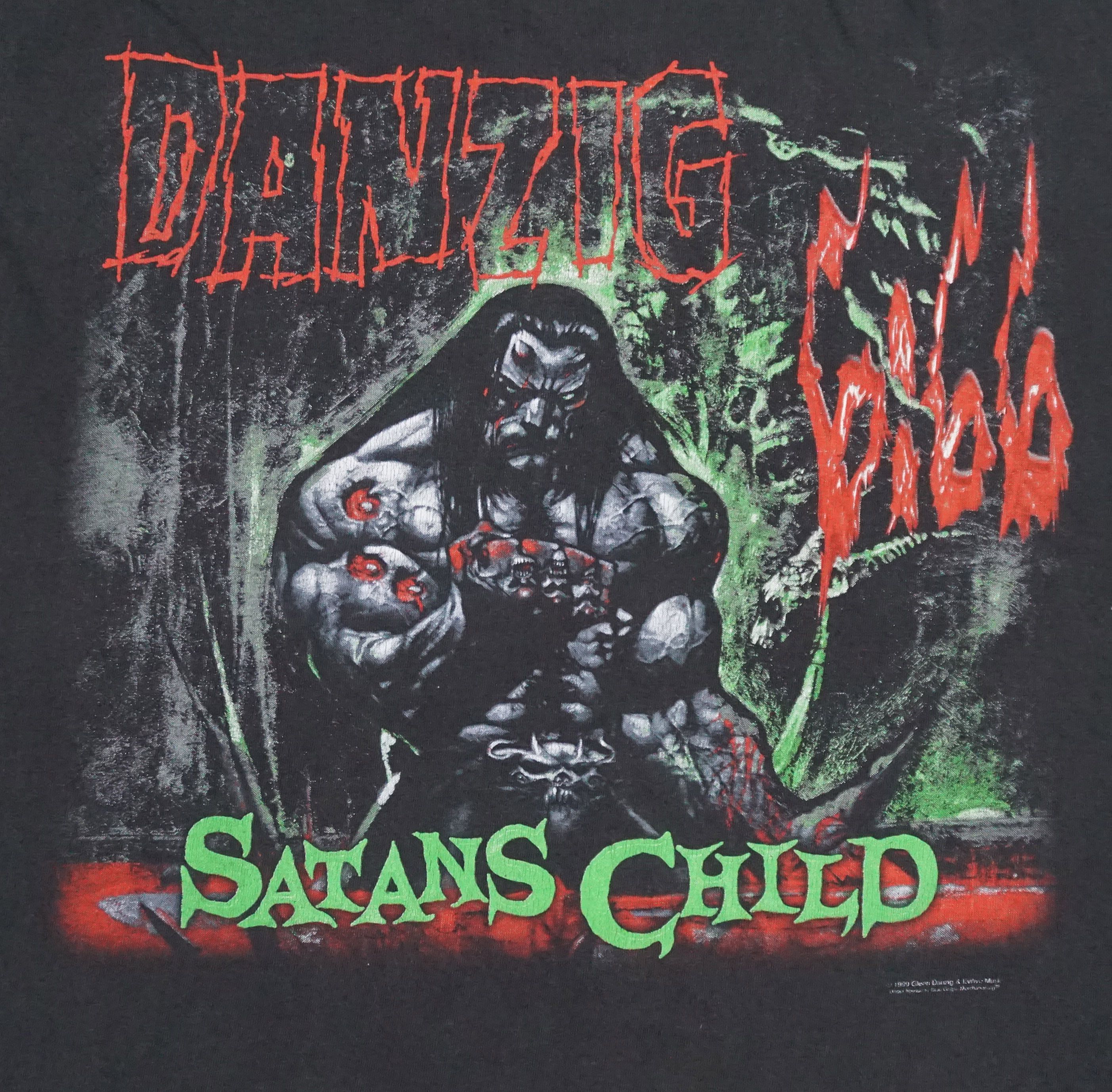 Band Tees × Mostly Heard Rarely Seen × Vintage 90's Danzig Bibb Satans Child T-shirt Size US XL / EU 56 / 4 - 2 Thumbnail