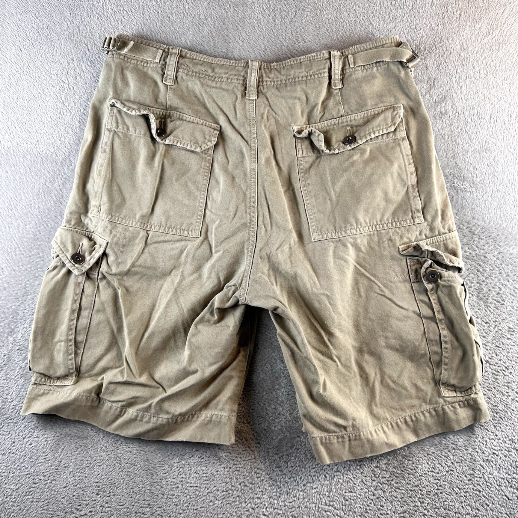 American Eagle Outfitters American Eagle Cargo Shorts Mens 33 Beige Tan Baggy Skater Y2K Size US 33 - 2 Thumbnail