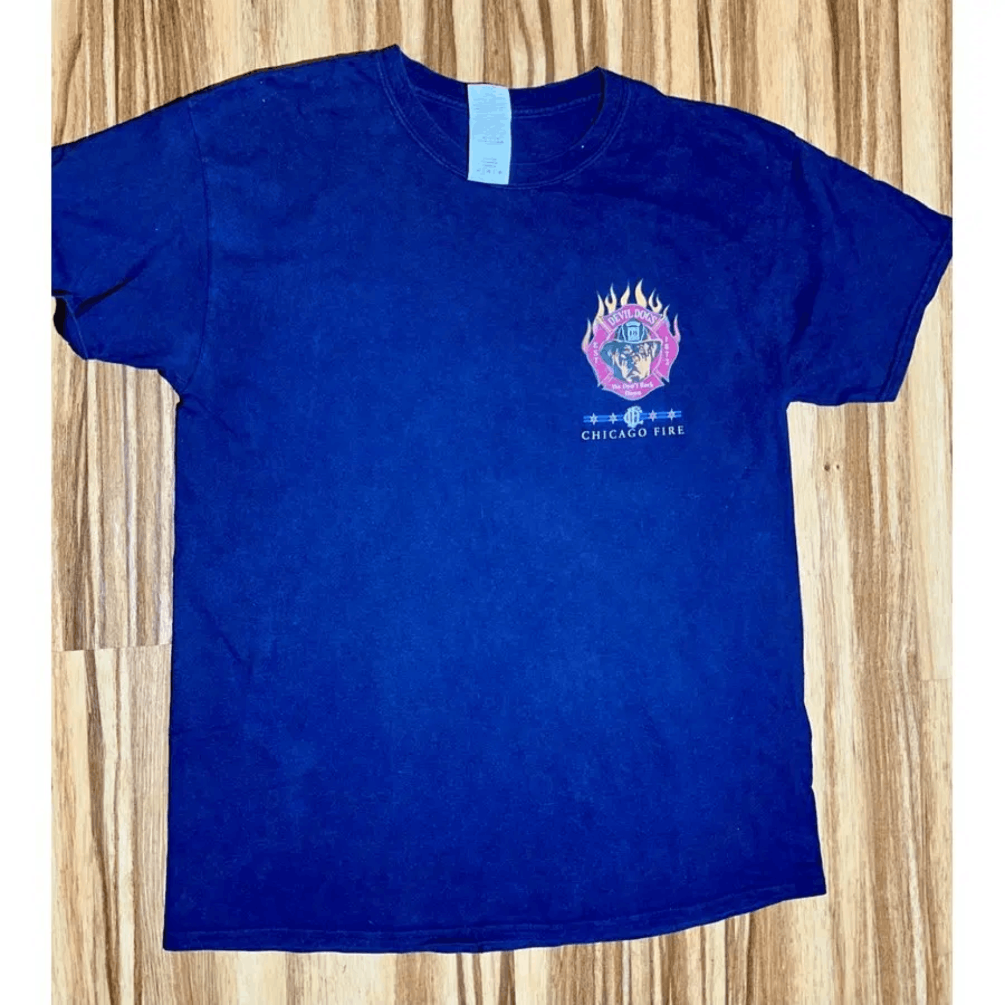 Gildan Chicago Fire Devil Graphic Tee Navy (Vintage Look) Size M Size US M / EU 48-50 / 2 - 1 Thumbnail