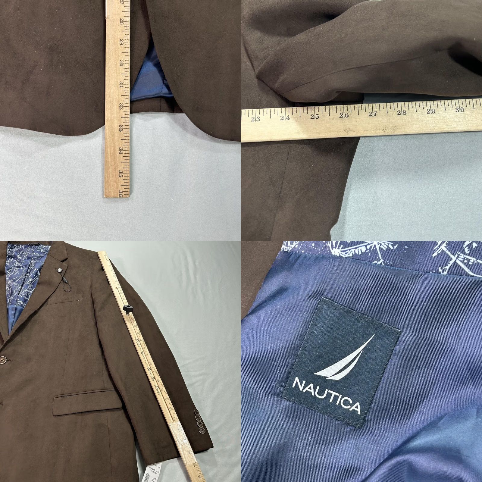 Nautica Nautica Blazer Mens 50 Large Brown Classic Sport Coat Jacket Polyester Lined Size 50R - 8 Thumbnail