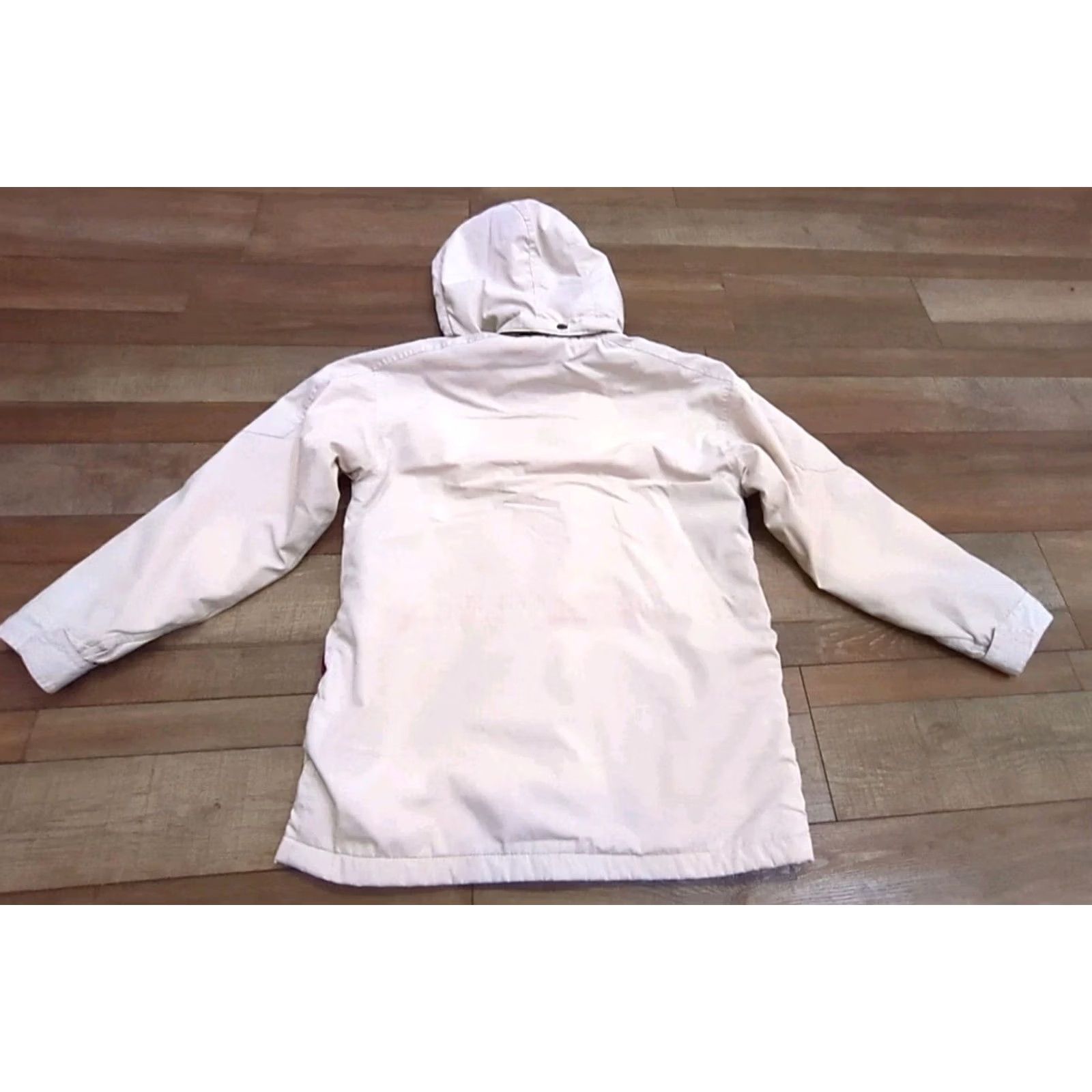 Vintage Northwest Territory Mens Small Coat Jacket Hooded Stand-Up Collar Zip Full Zip Lined Pockets Beige Tan Overcoat Jacket Size US S / EU 44-46 / 1 - 4 Thumbnail
