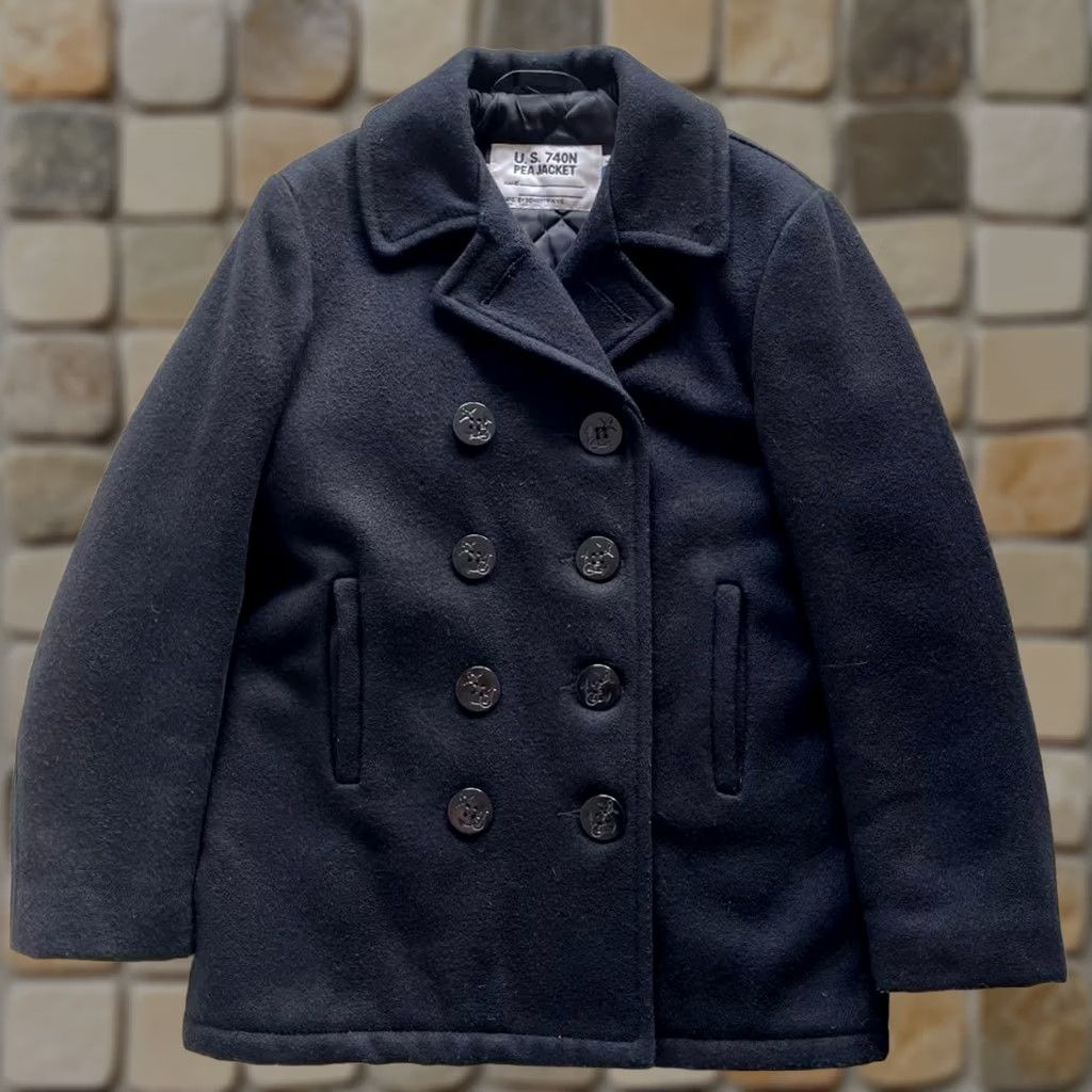Schott Schott U.S. 740N Pea Coat Jacket Blouson Men Size 14 Black - Coat Size US L / EU 52-54 / 3 - 1 Thumbnail