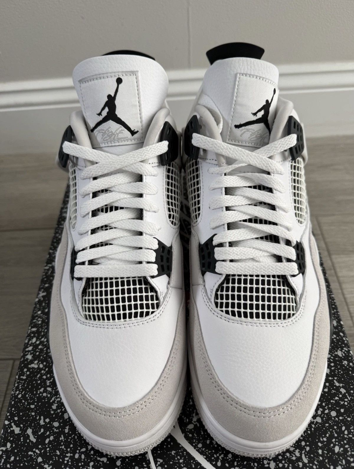 Jordan Brand Jordan 4 Retro Military Black White Black Neutral Grey Sz 12 Size US 12 / EU 45 - 5 Thumbnail