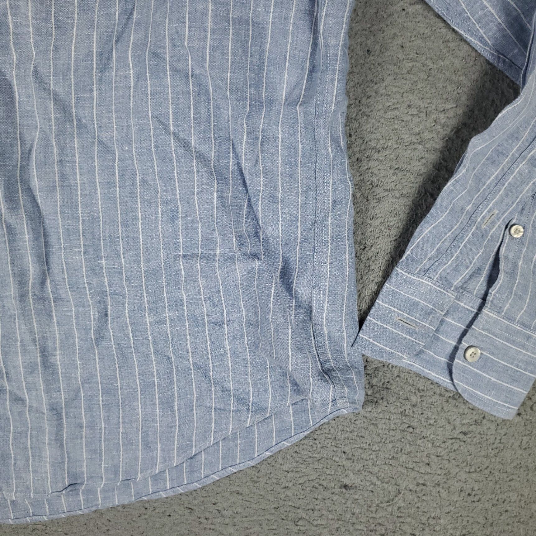 UNTUCKit UNTUCKit Shirt Mens Large Blue Striped Linen Button-Up Long Sleeve Casual Business Formal Wear - Mens L Blue Linen Button-Up Shirt Size US L / EU 52-54 / 3 - 4 Thumbnail