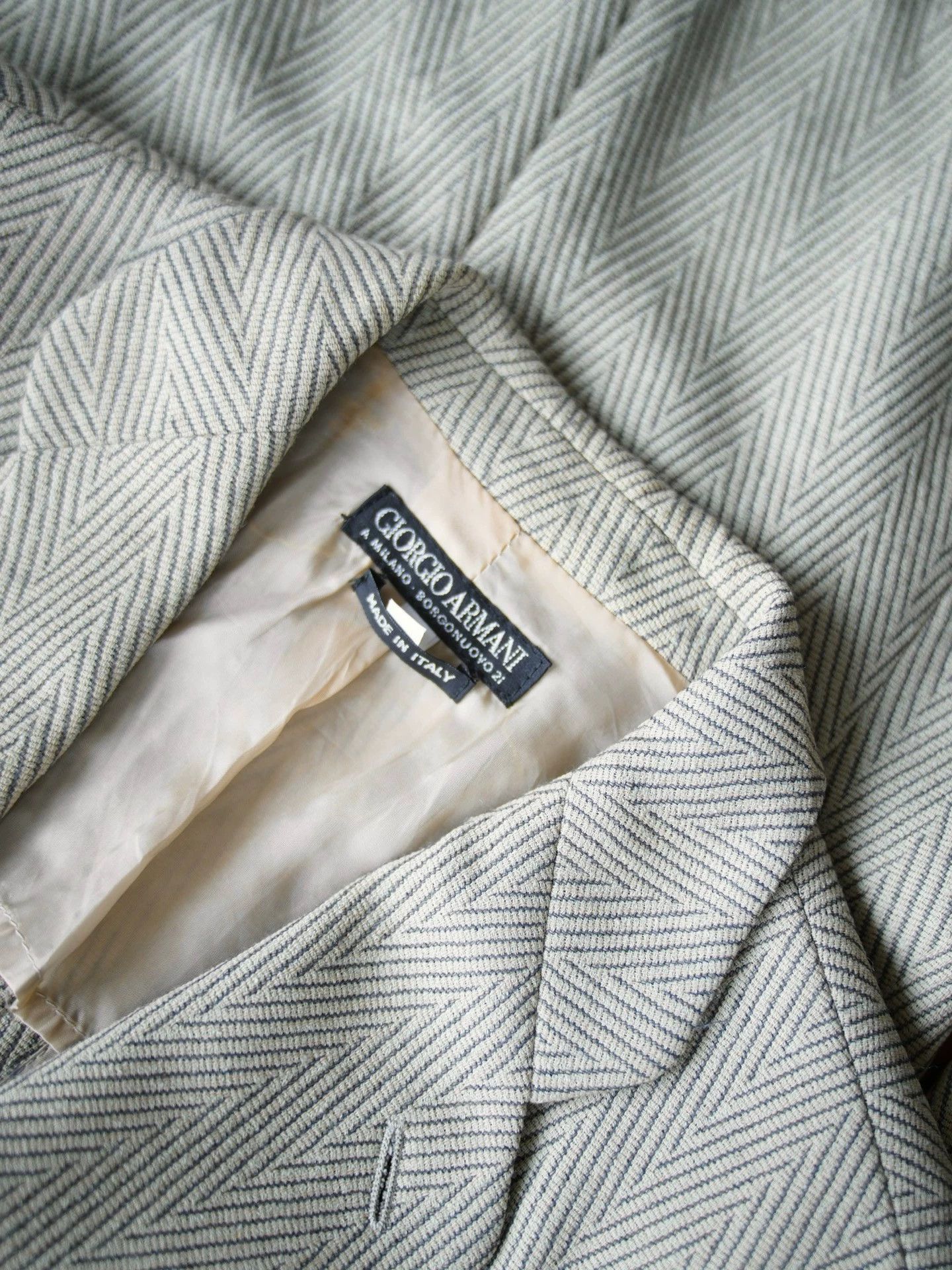 Armani Giorgio Armani Vintage Wool Herringbone Suit Jkt 38/M Flaws Size XS / US 0-2 / IT 36-38 - 5 Thumbnail