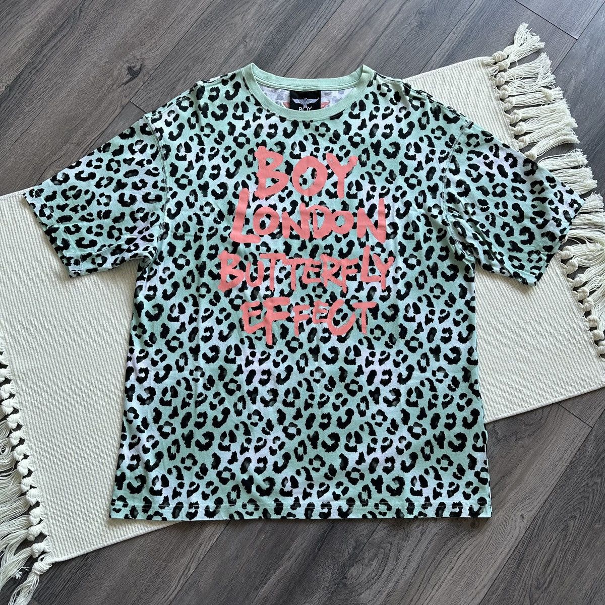 Boy London BOY LONDON Leopard Print Butterfly Effect Mint Green Tshirt Size US L / EU 52-54 / 3 - 1 Thumbnail