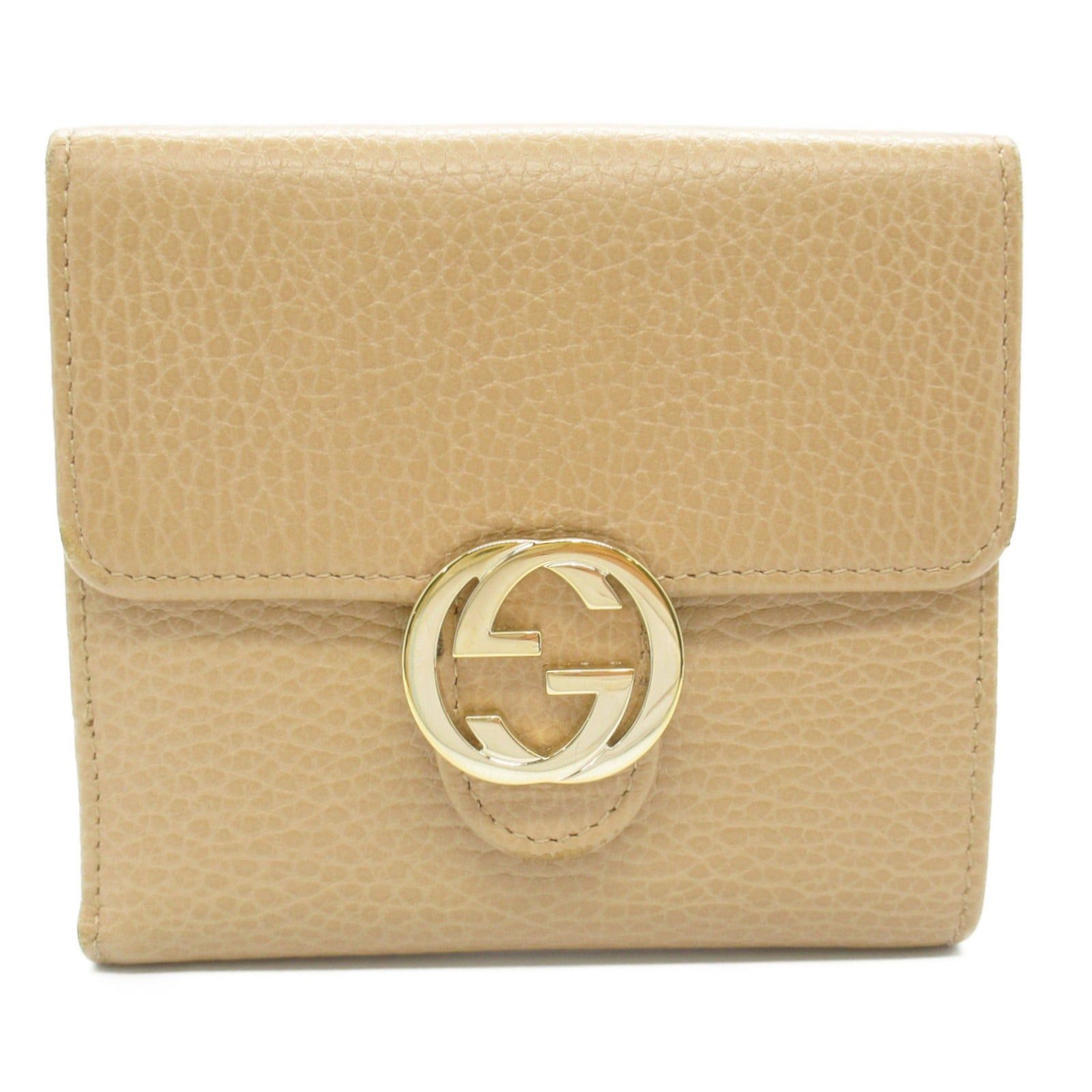 Gucci Gucci Interlocking G Double Hook Wallet Leather Beige Size ONE SIZE - 1 Thumbnail