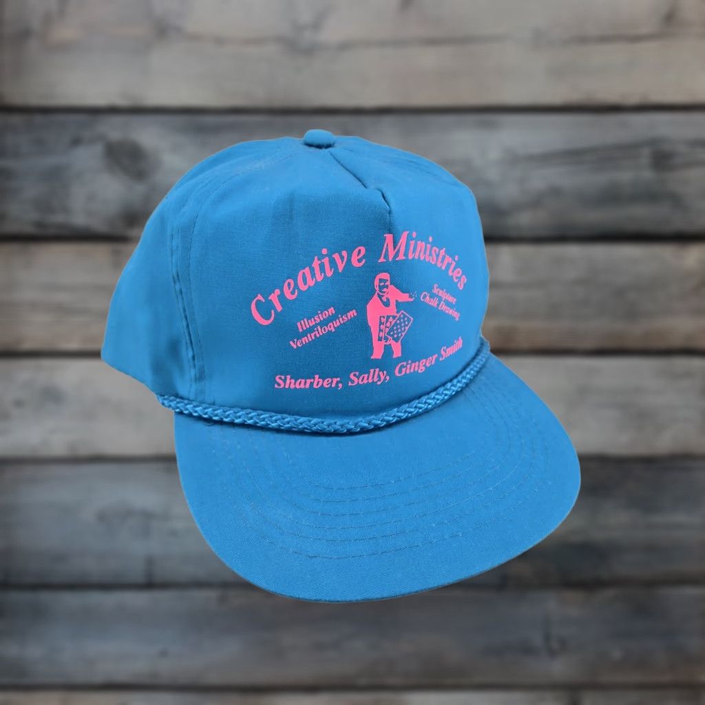 Roper VINTAGE Creative Ministries Rope Hat Trucker Hat Teal Illusion Ventriloquism Blue One Size Men Mens Size ONE SIZE - 1 Thumbnail
